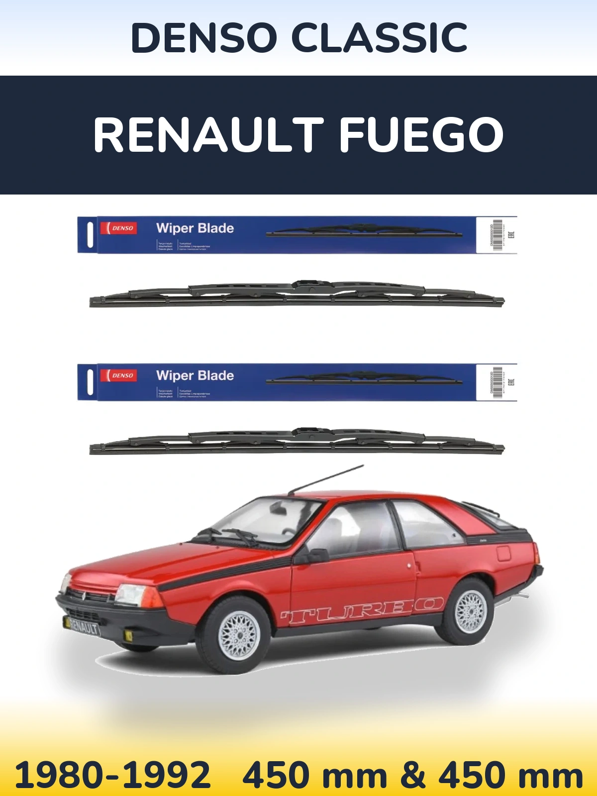 Комплект передніх щіток Denso Classic 450 & 450 мм для Renault Fuego 1980-1992