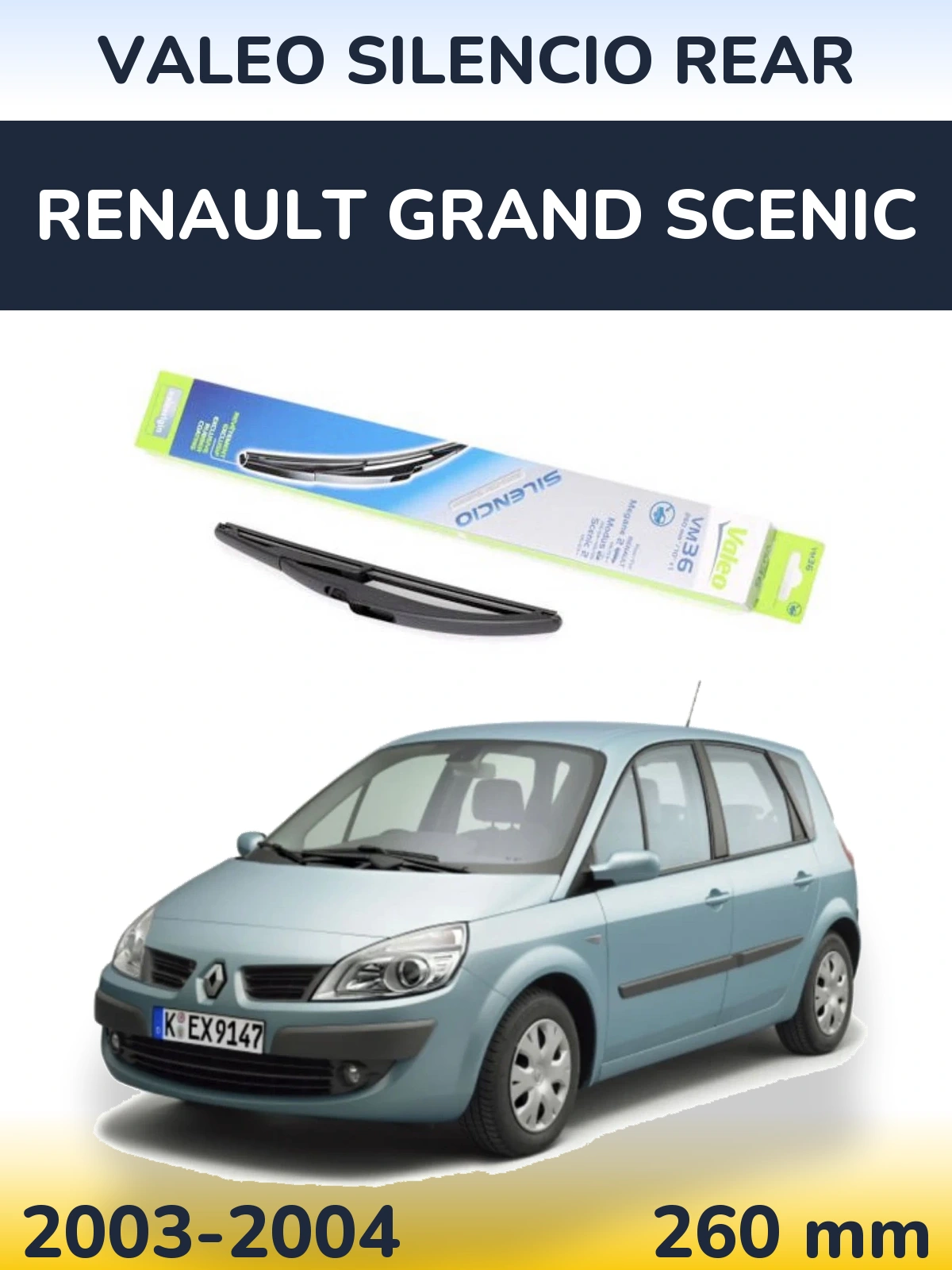 Задний дворник Valeo Silencio Rear 260 мм для Renault Grand Scenic 2003-2004
