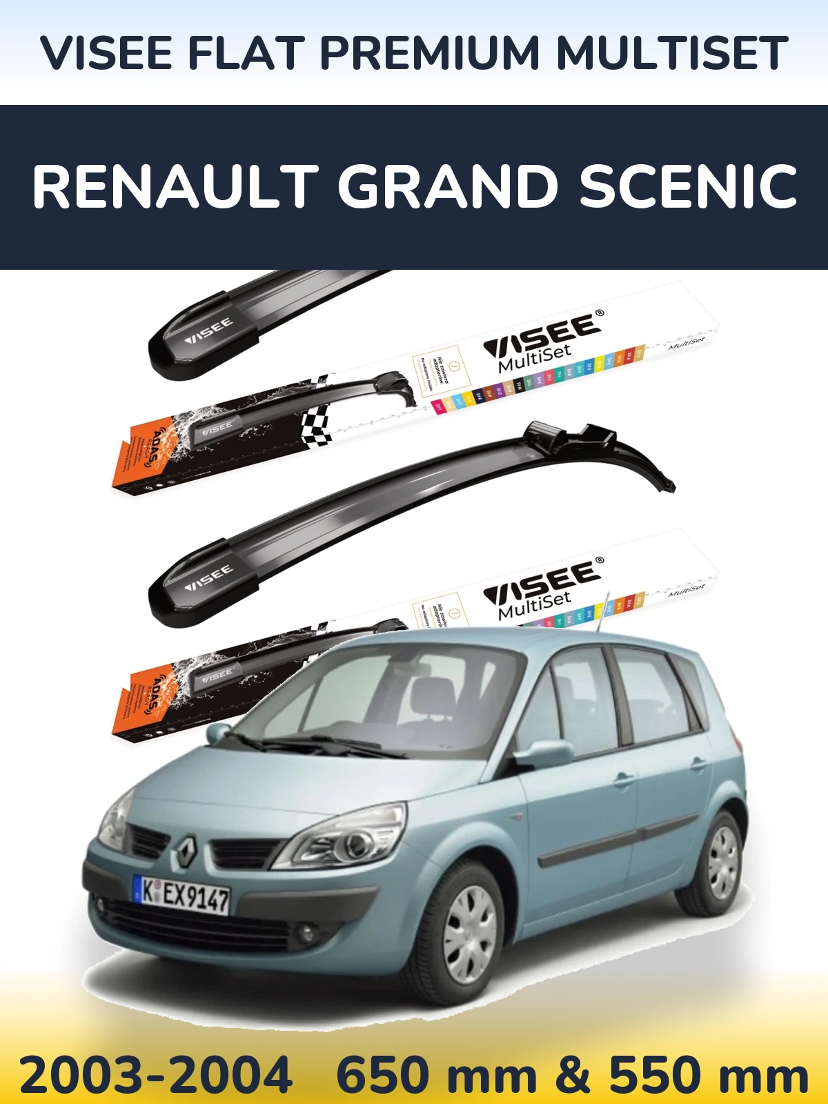 Ștergătoare VISEE FLAT PREMIUM MultiSet pentru Renault Grand Scenic