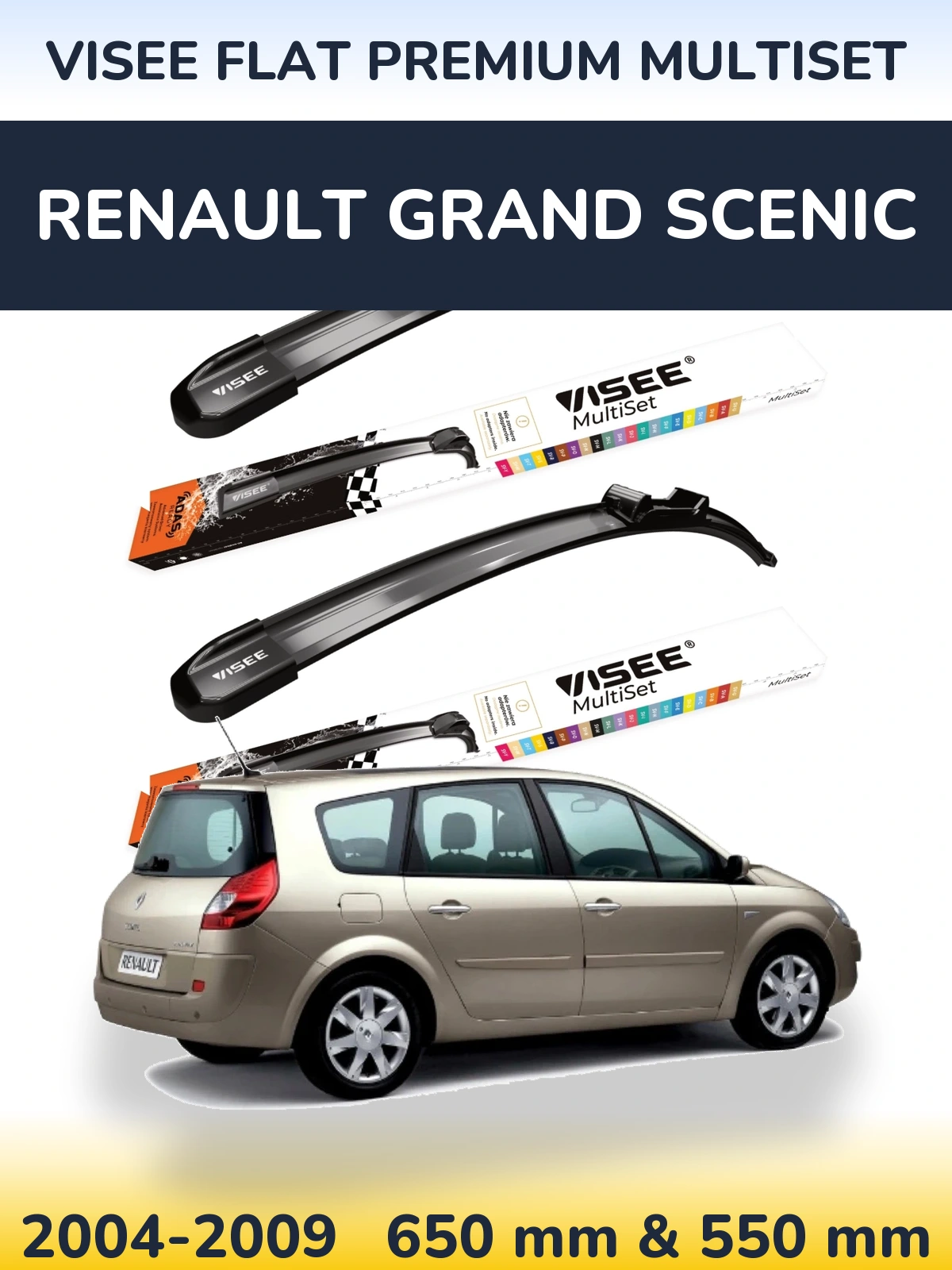 Ștergătoare VISEE FLAT PREMIUM MultiSet pentru Renault Grand Scenic