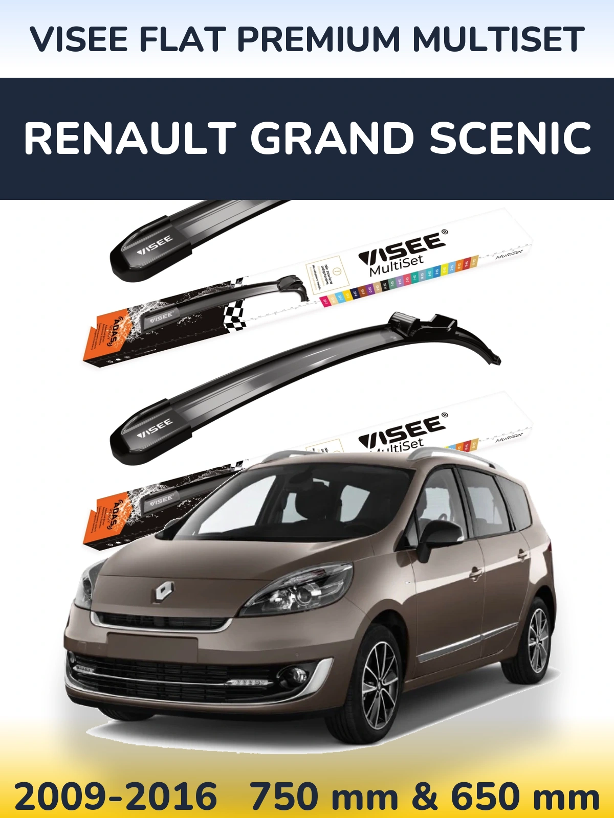 Ștergătoare VISEE FLAT PREMIUM MultiSet pentru Renault Grand Scenic