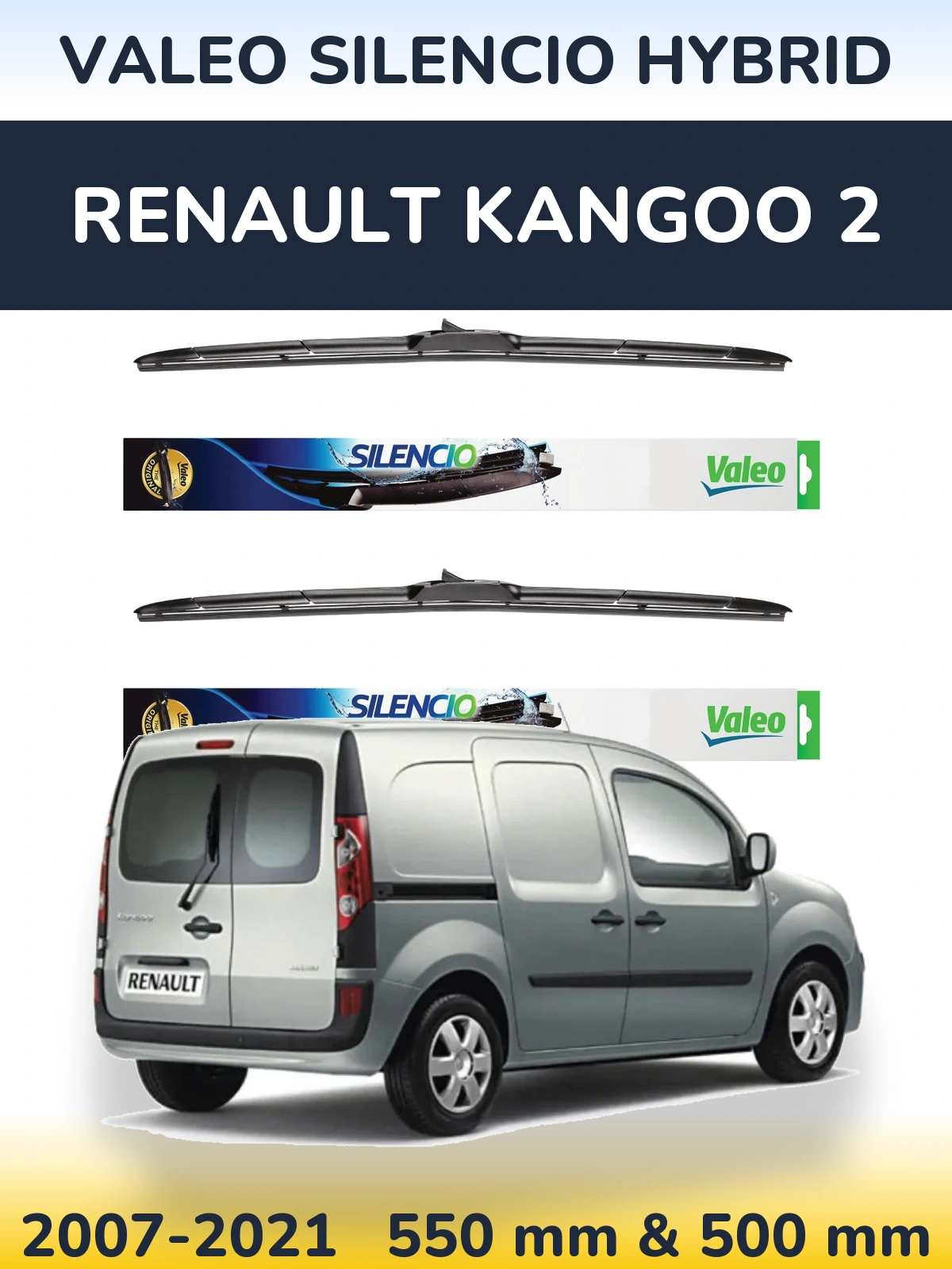 Ștergătoare Valeo Silencio Hybrid pentru Renault Kangoo 2