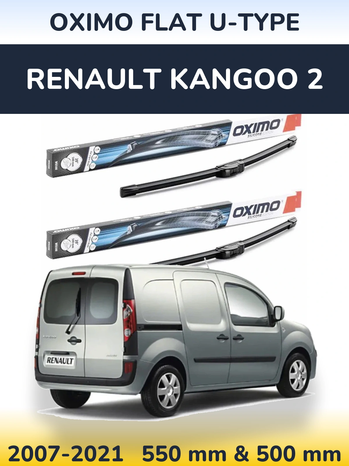 Ștergătoare Oximo Flat U-type pentru Renault Kangoo 2