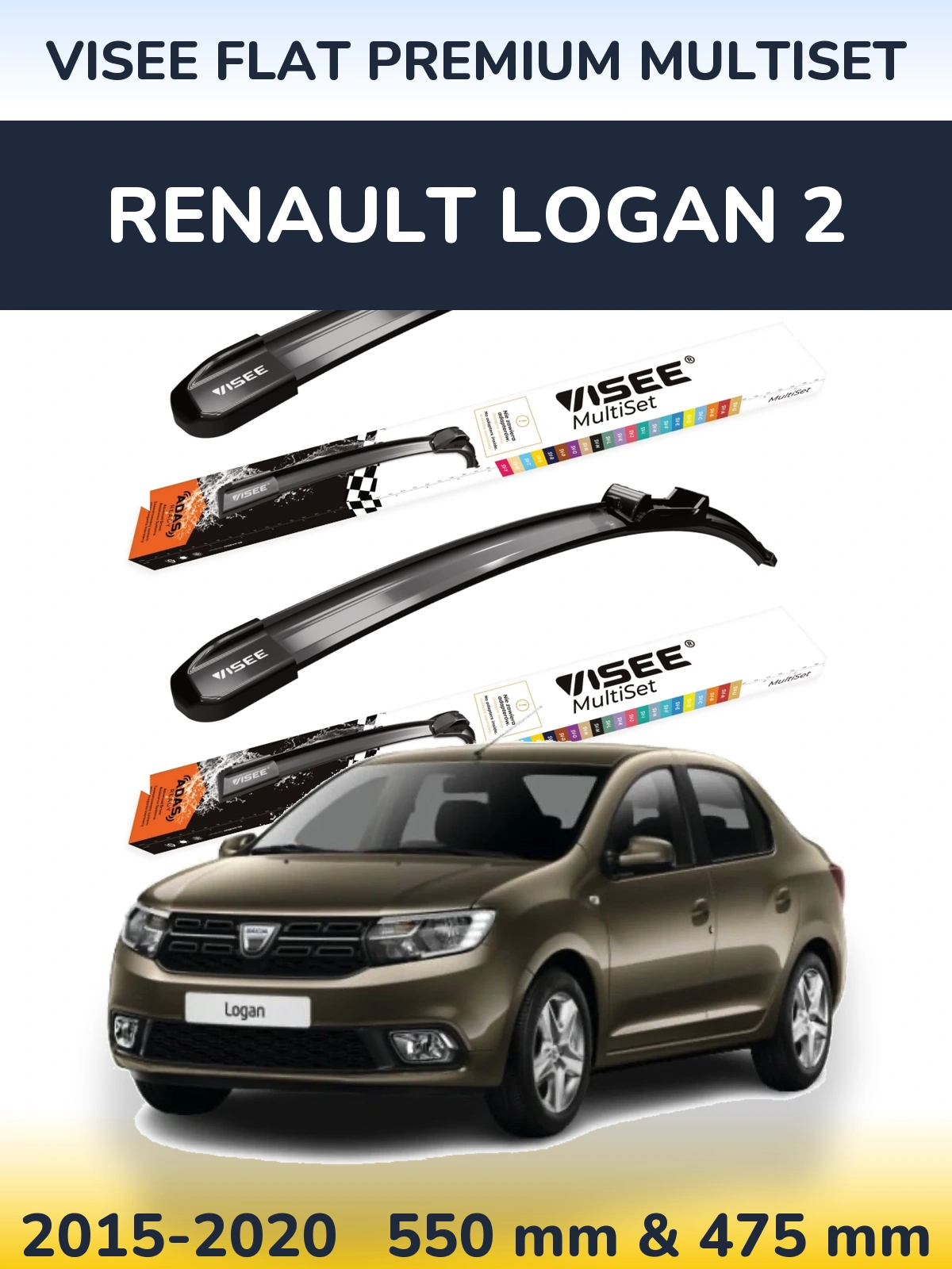 Ștergătoare VISEE FLAT PREMIUM MultiSet pentru Renault Logan 2