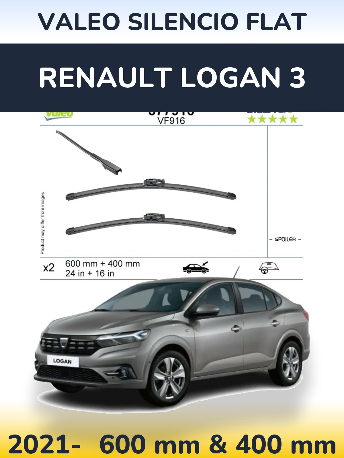 Ștergătoare Valeo Silencio Flat pentru Renault Logan 3