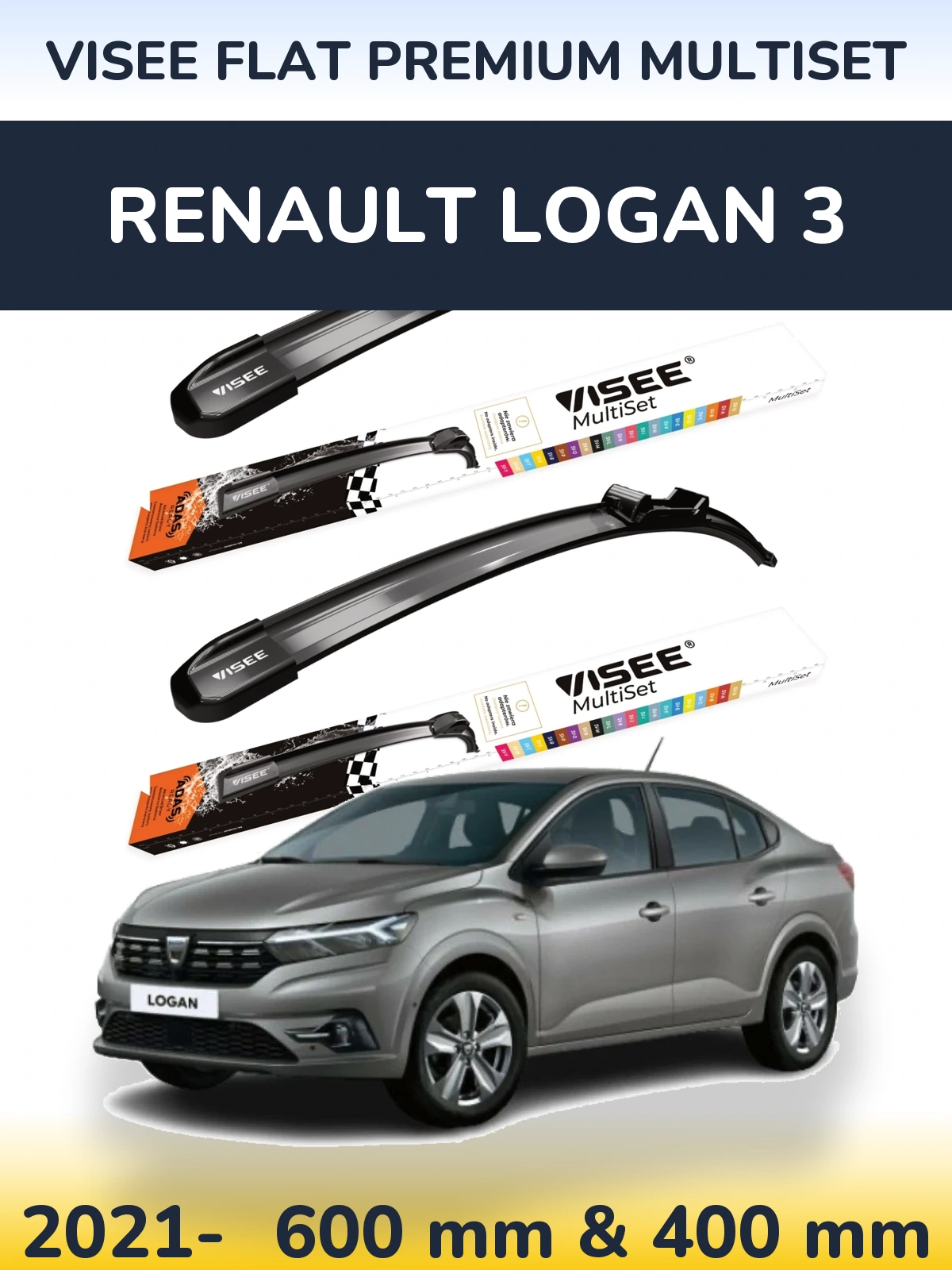 Ștergătoare VISEE FLAT PREMIUM MultiSet pentru Renault Logan 3