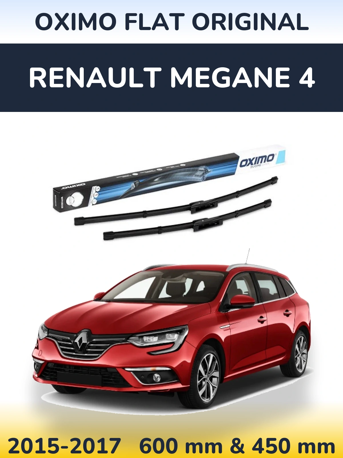 Front wiper blade set Oximo Flat Original 600 & 450 mm for Renault Megane 4 2015-2017