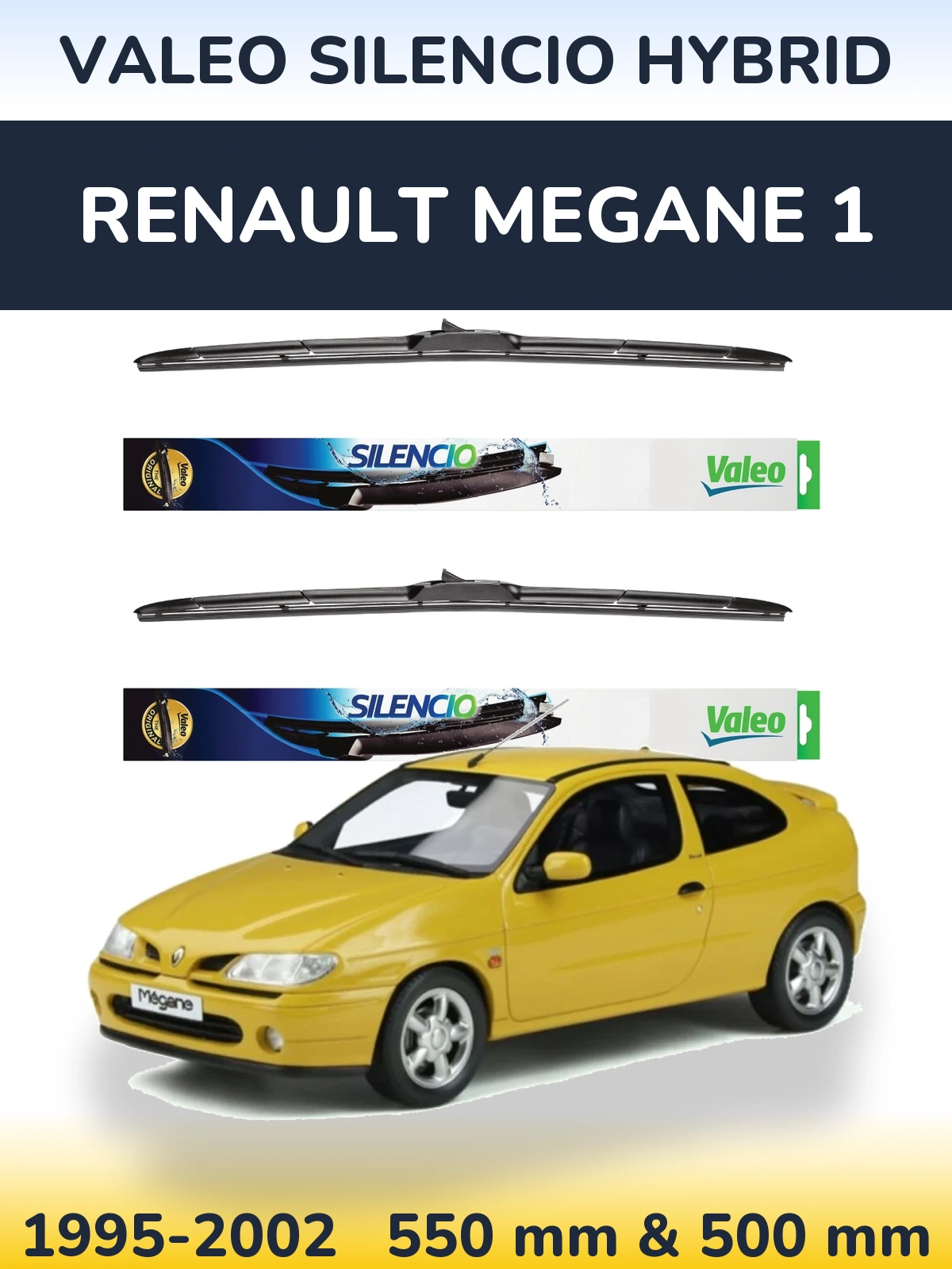 Комплект передних дворников Valeo Silencio Hybrid 550 & 500 мм для Renault Megane 1 1995-2002