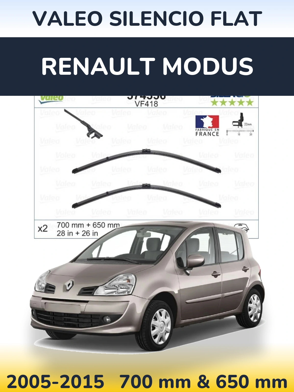 Ștergătoare Valeo Silencio Flat pentru Renault Modus