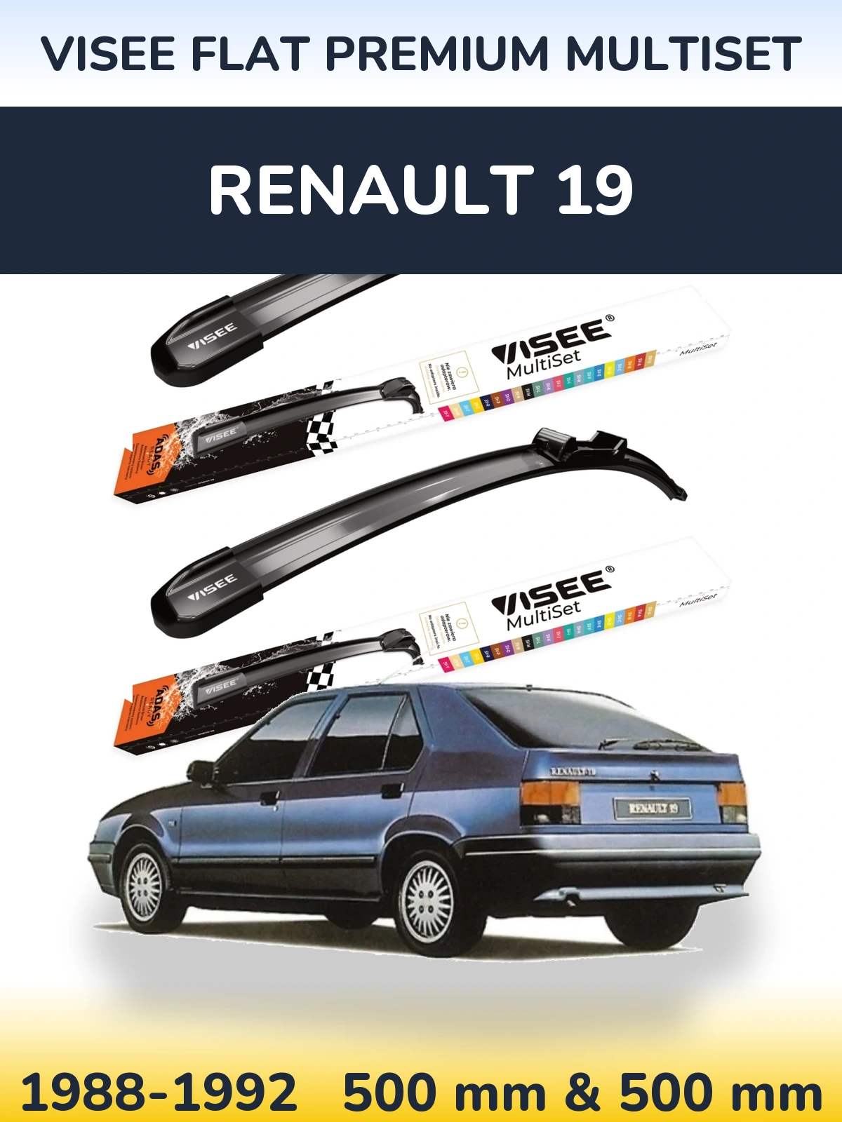 Ștergătoare VISEE FLAT PREMIUM MultiSet pentru Renault 19