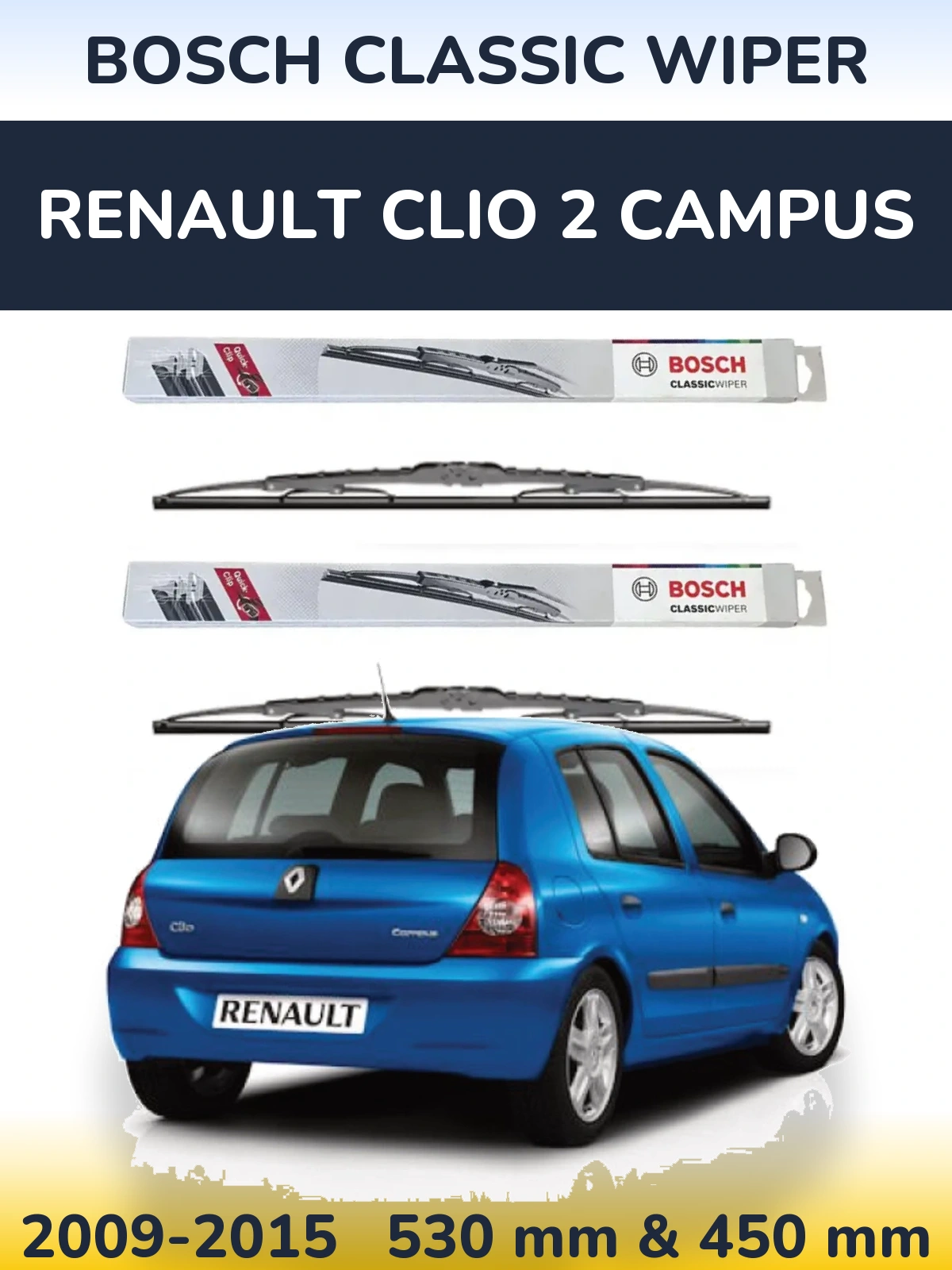 Ștergătoare BOSCH Classic Wiper pentru Renault Clio 2 Campus