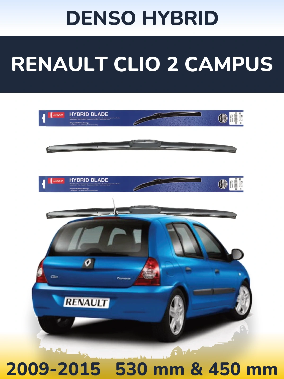 Ștergătoare Denso Hybrid pentru Renault Clio 2 Campus