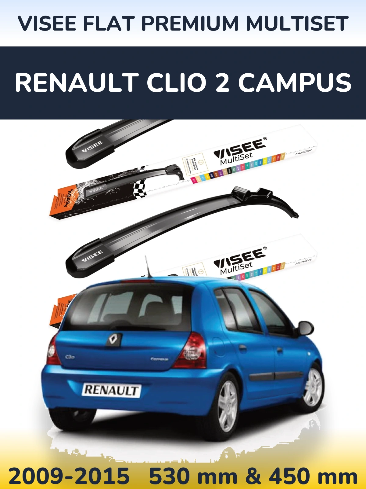 Ștergătoare VISEE FLAT PREMIUM MultiSet pentru Renault Clio 2 Campus