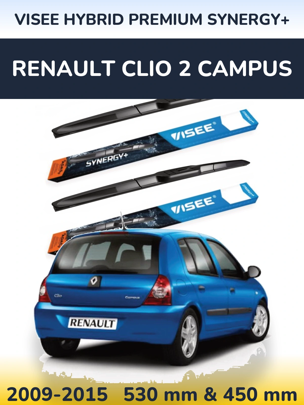 Ștergătoare VISEE HYBRID PREMIUM SYNERGY+ pentru Renault Clio 2 Campus