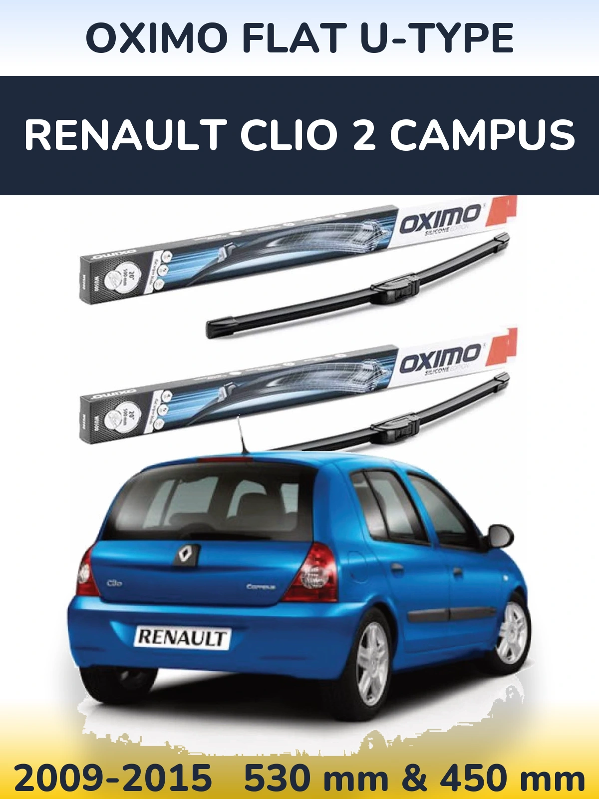 Ștergătoare Oximo Flat U-type pentru Renault Clio 2 Campus