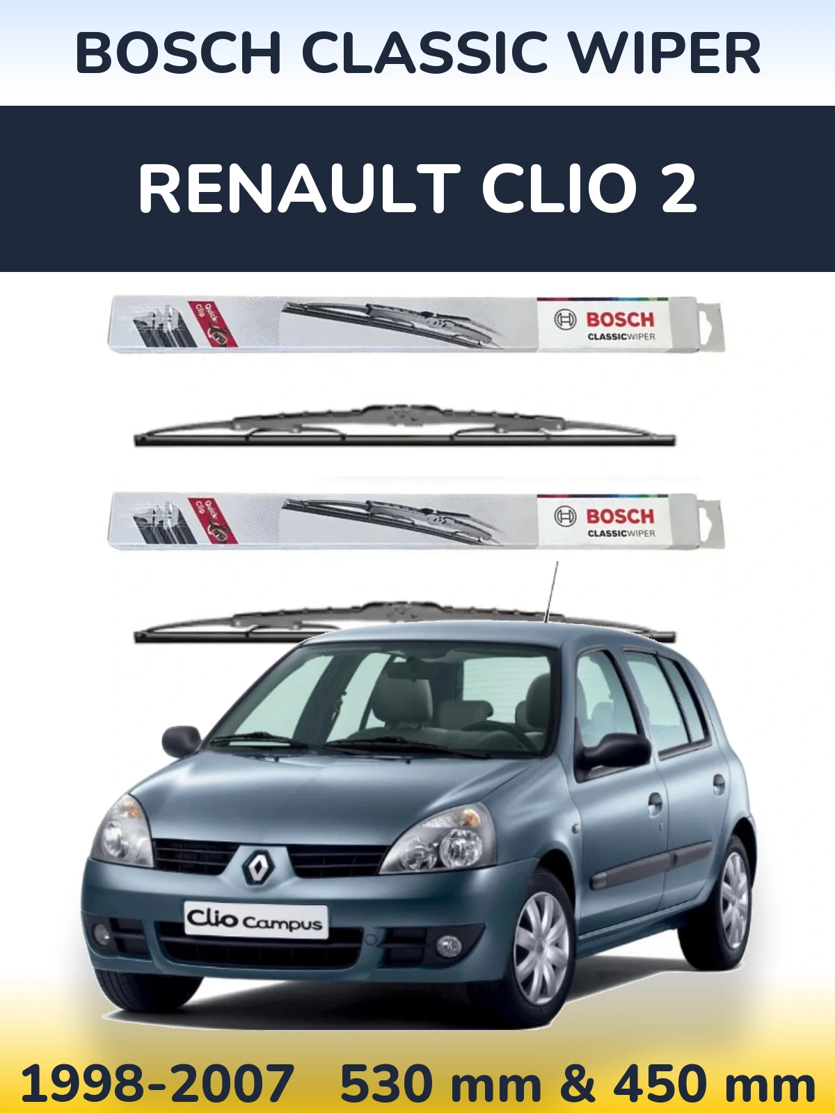 Ștergătoare BOSCH Classic Wiper pentru Renault Clio 2