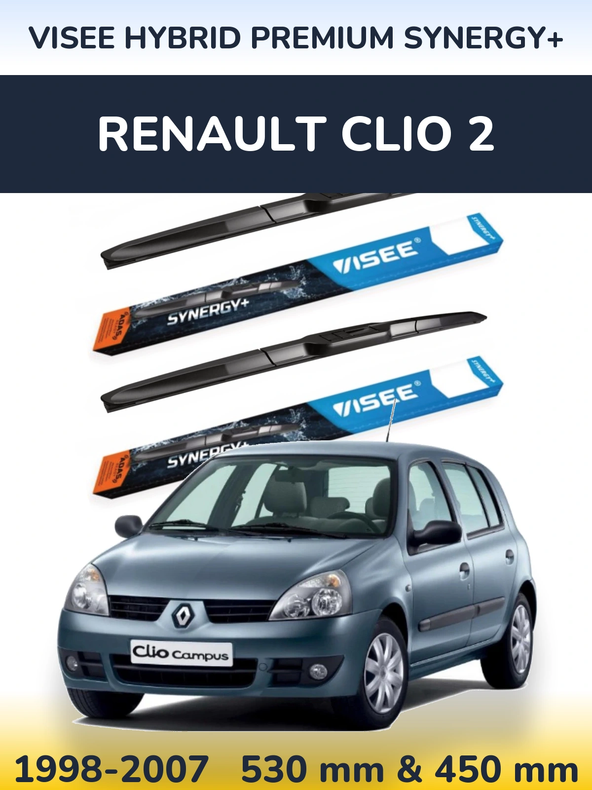 Ștergătoare VISEE HYBRID PREMIUM SYNERGY+ pentru Renault Clio 2