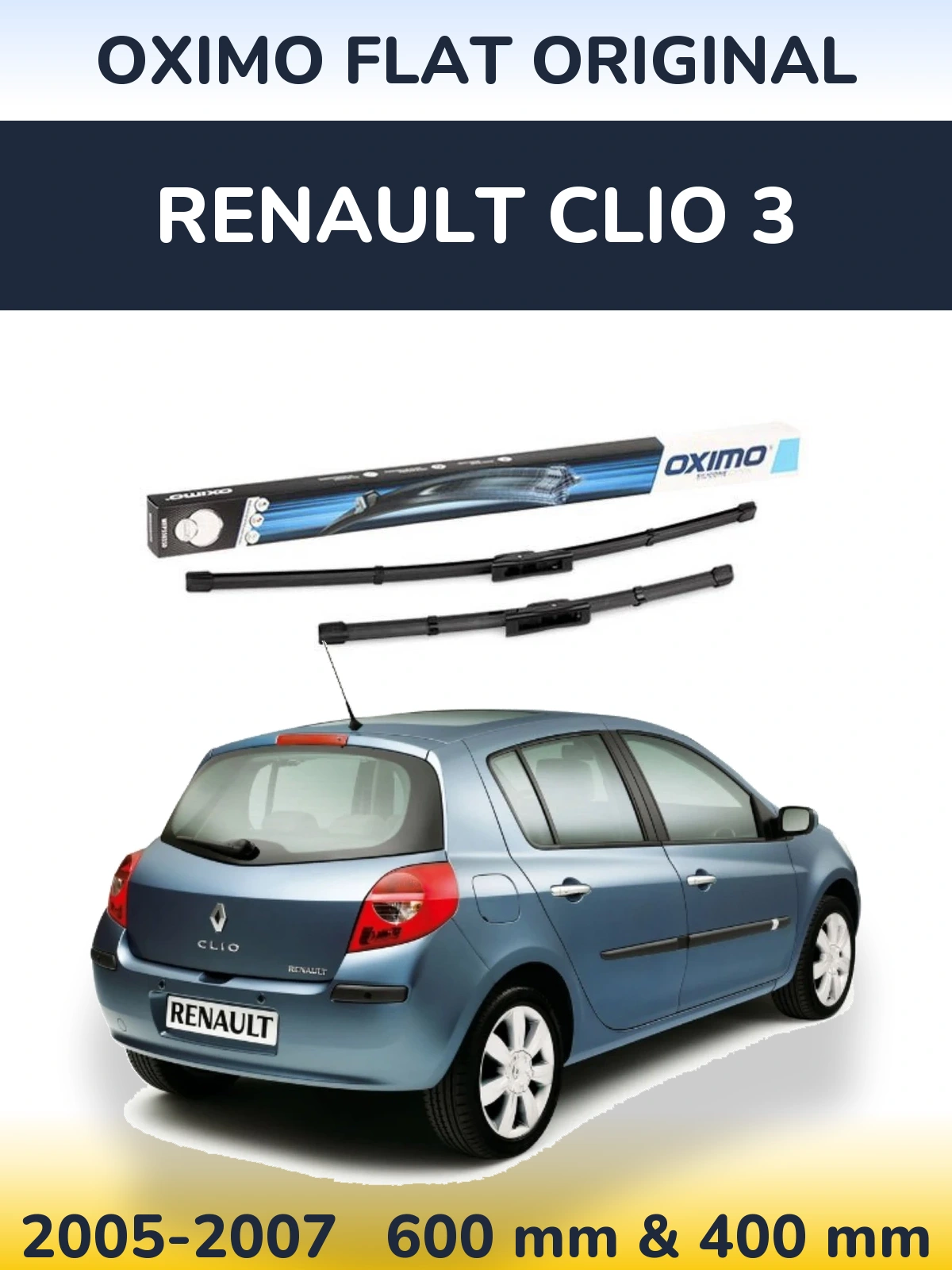 Front wiper blade set Oximo Flat Original 600 & 400 mm for Renault Clio 3 2005-2007