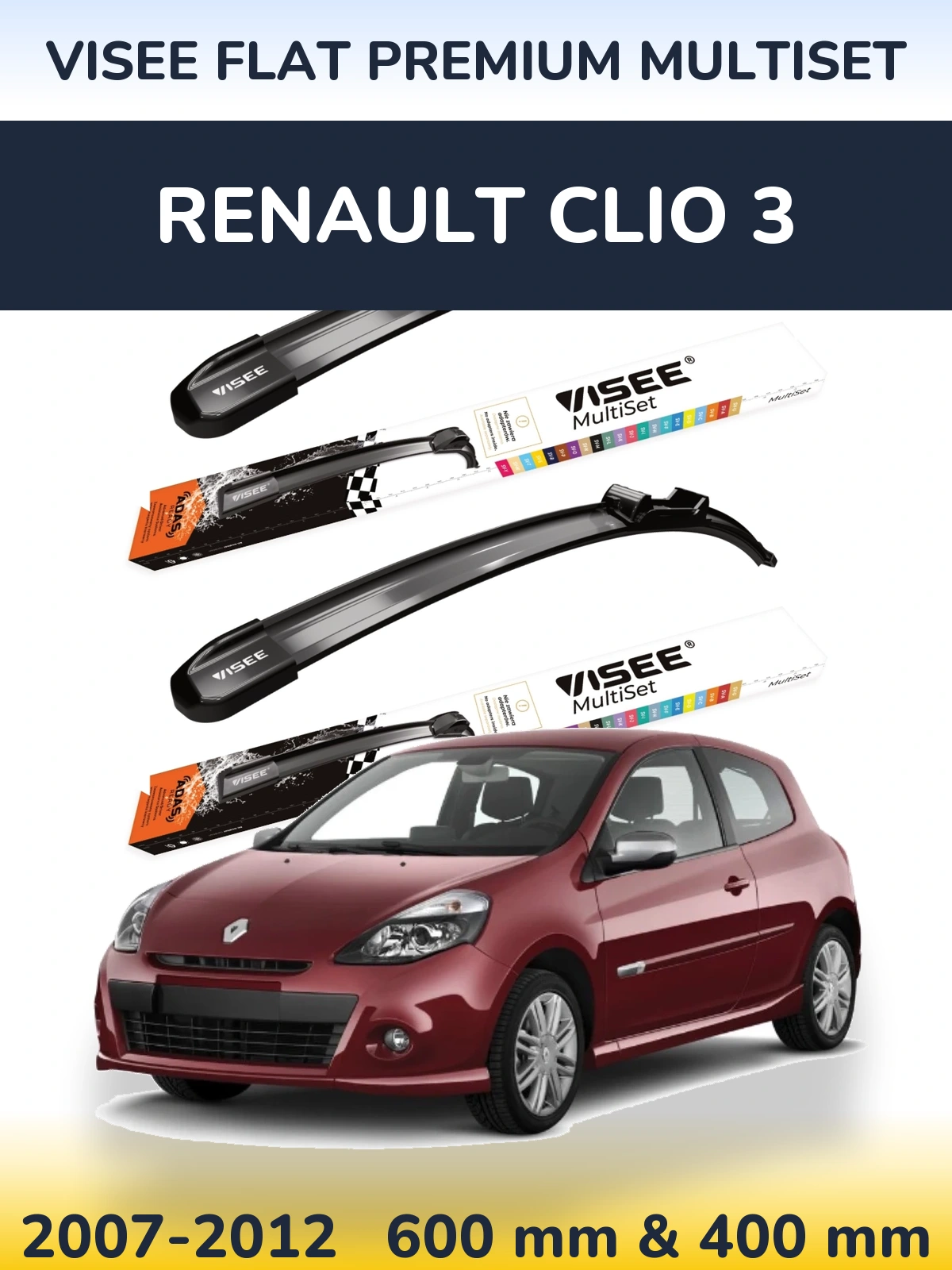 Ștergătoare VISEE FLAT PREMIUM MultiSet pentru Renault Clio 3