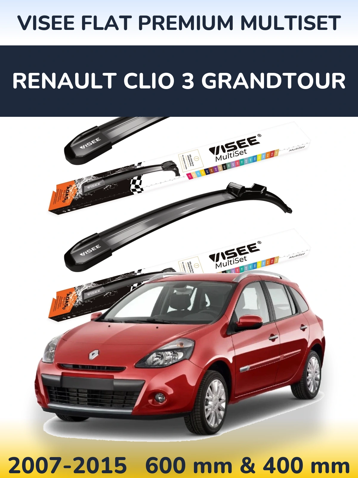 Ștergătoare VISEE FLAT PREMIUM MultiSet pentru Renault Clio 3 Grandtour