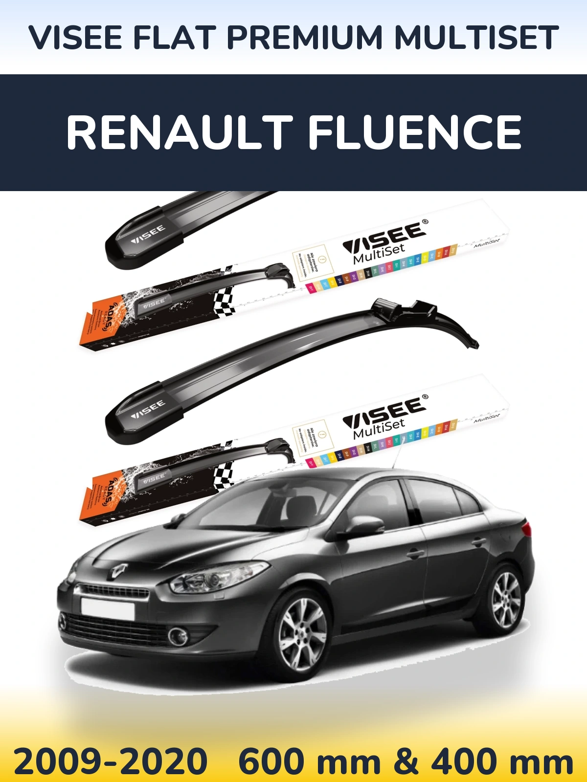 Ștergătoare VISEE FLAT PREMIUM MultiSet pentru Renault Fluence