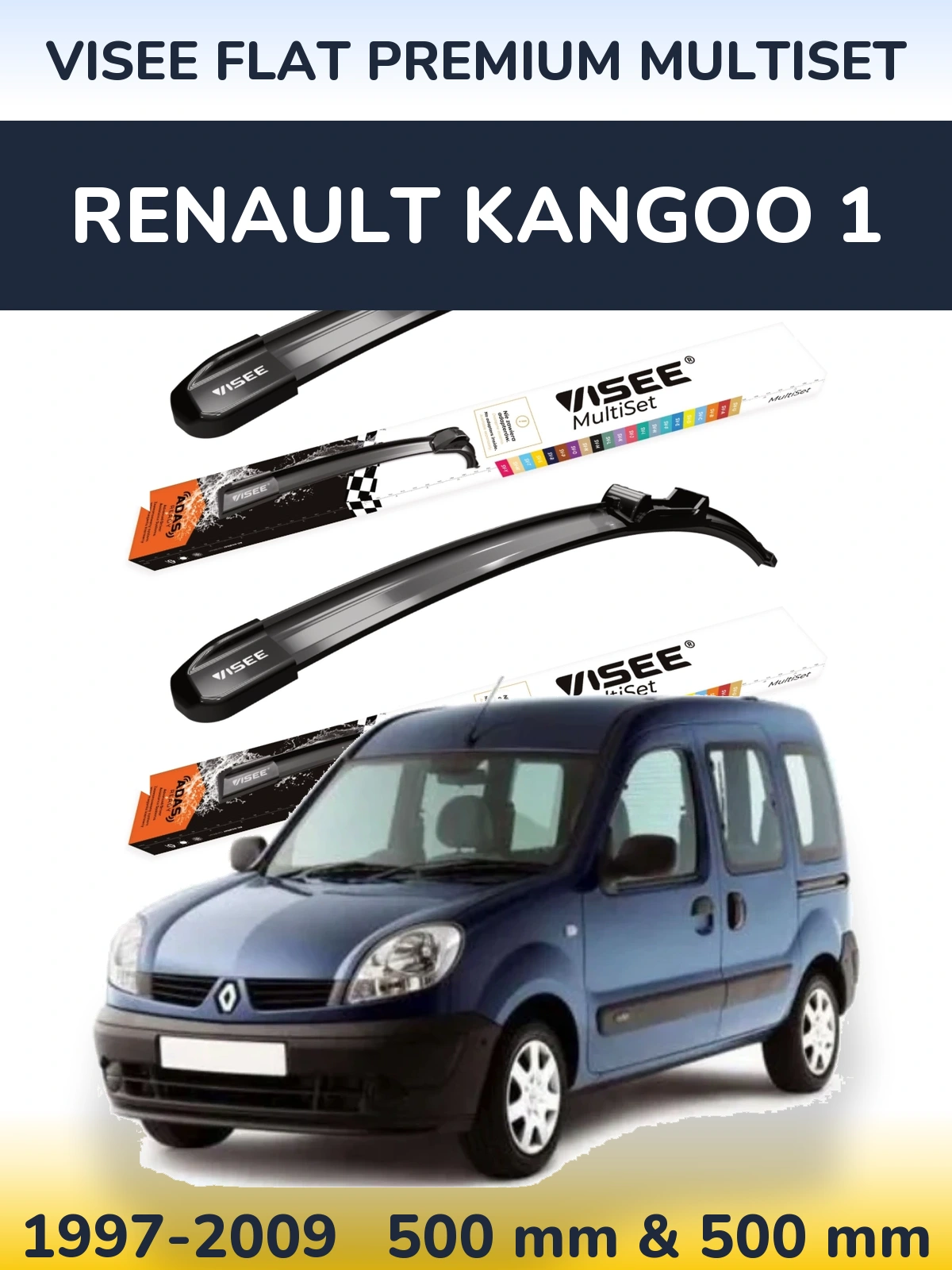 Ștergătoare VISEE FLAT PREMIUM MultiSet pentru Renault Kangoo 1