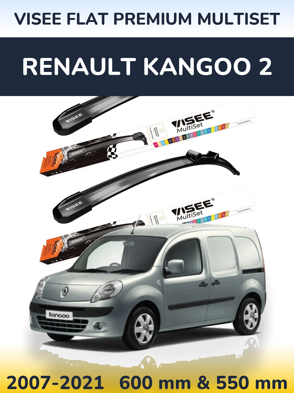 Ștergătoare VISEE FLAT PREMIUM MultiSet pentru Renault Kangoo 2