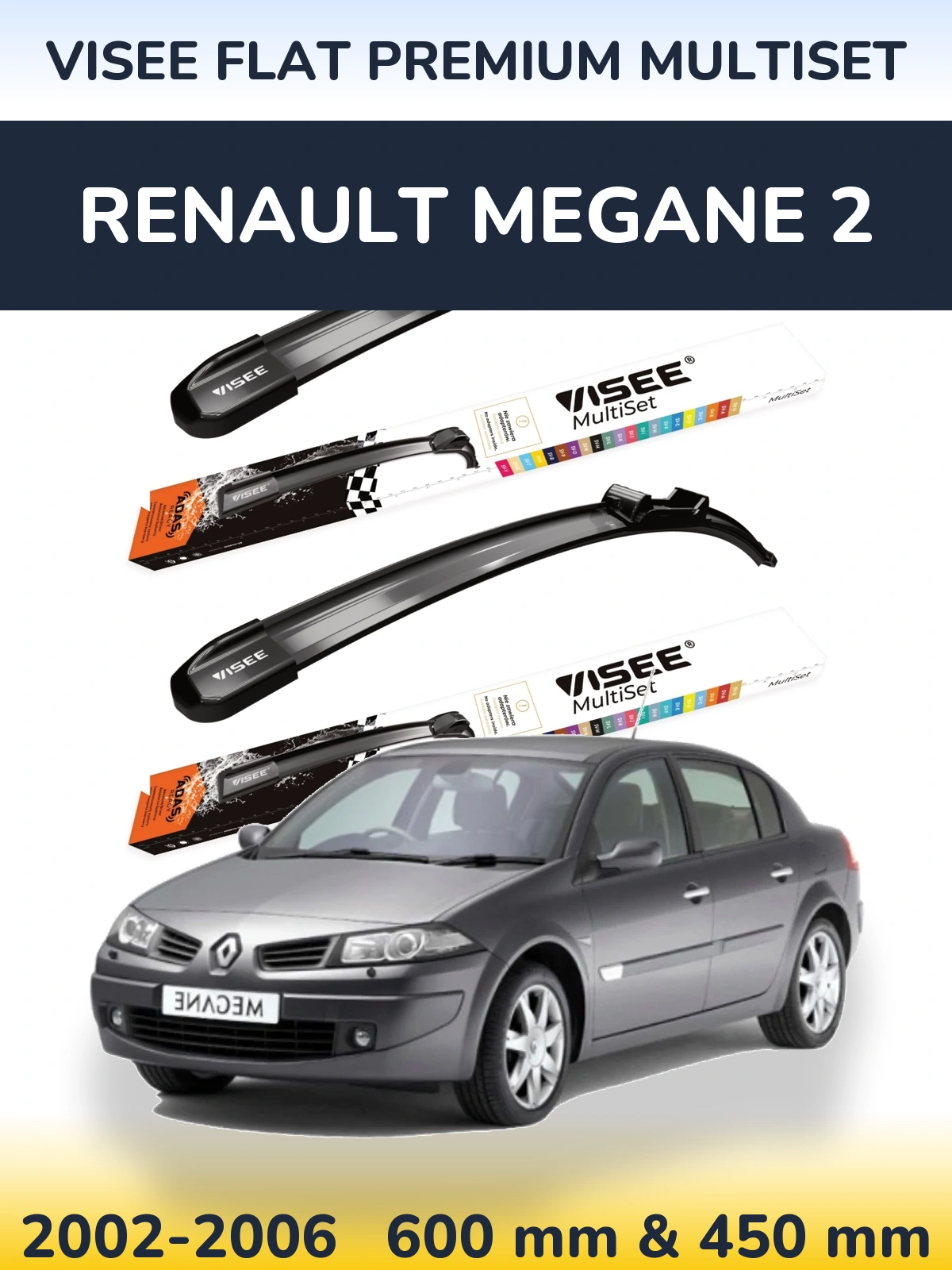 Ștergătoare VISEE FLAT PREMIUM MultiSet pentru Renault Megane 2