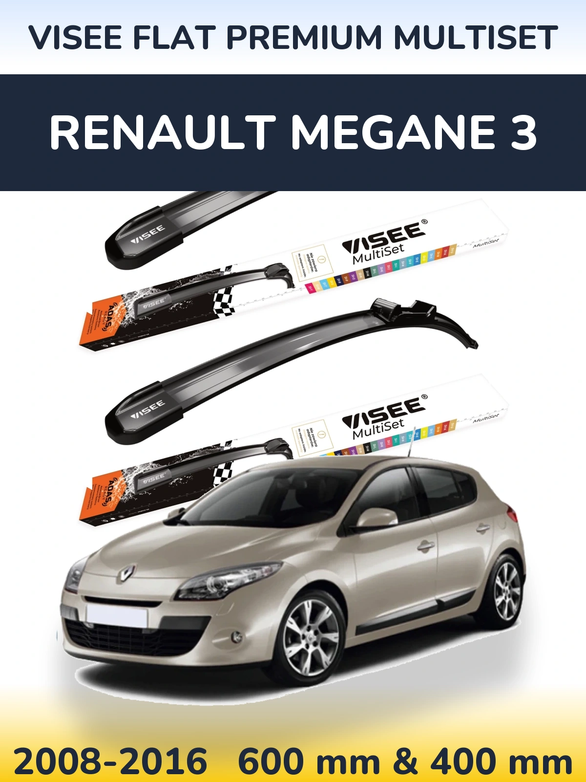 Ștergătoare VISEE FLAT PREMIUM MultiSet pentru Renault Megane 3
