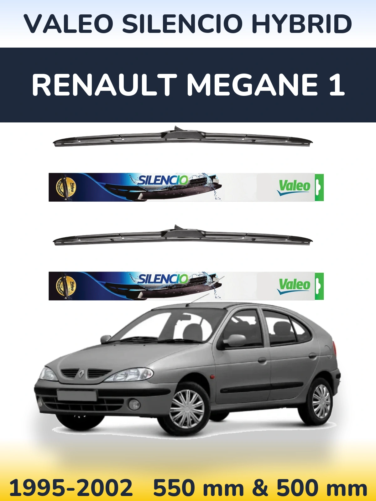 Комплект передних дворников Valeo Silencio Hybrid 550 & 500 мм для Renault Megane 1 1995-2002