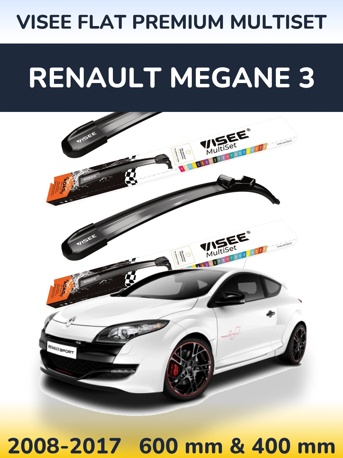 Ștergătoare VISEE FLAT PREMIUM MultiSet pentru Renault Megane 3