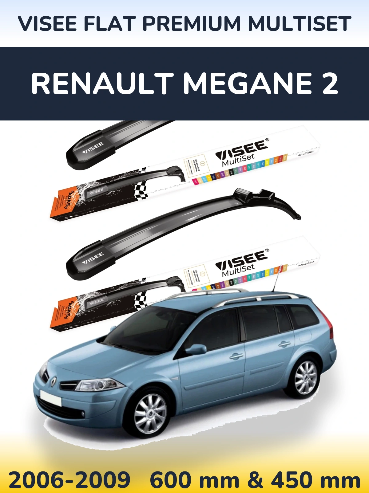 Ștergătoare VISEE FLAT PREMIUM MultiSet pentru Renault Megane 2