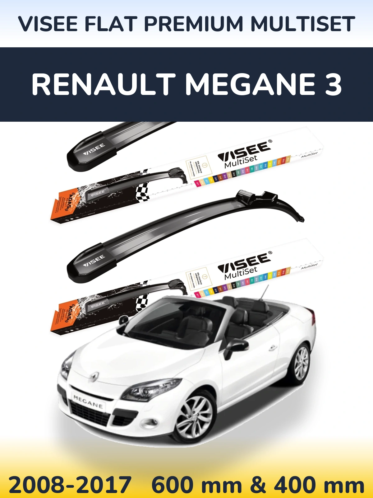 Ștergătoare VISEE FLAT PREMIUM MultiSet pentru Renault Megane 3