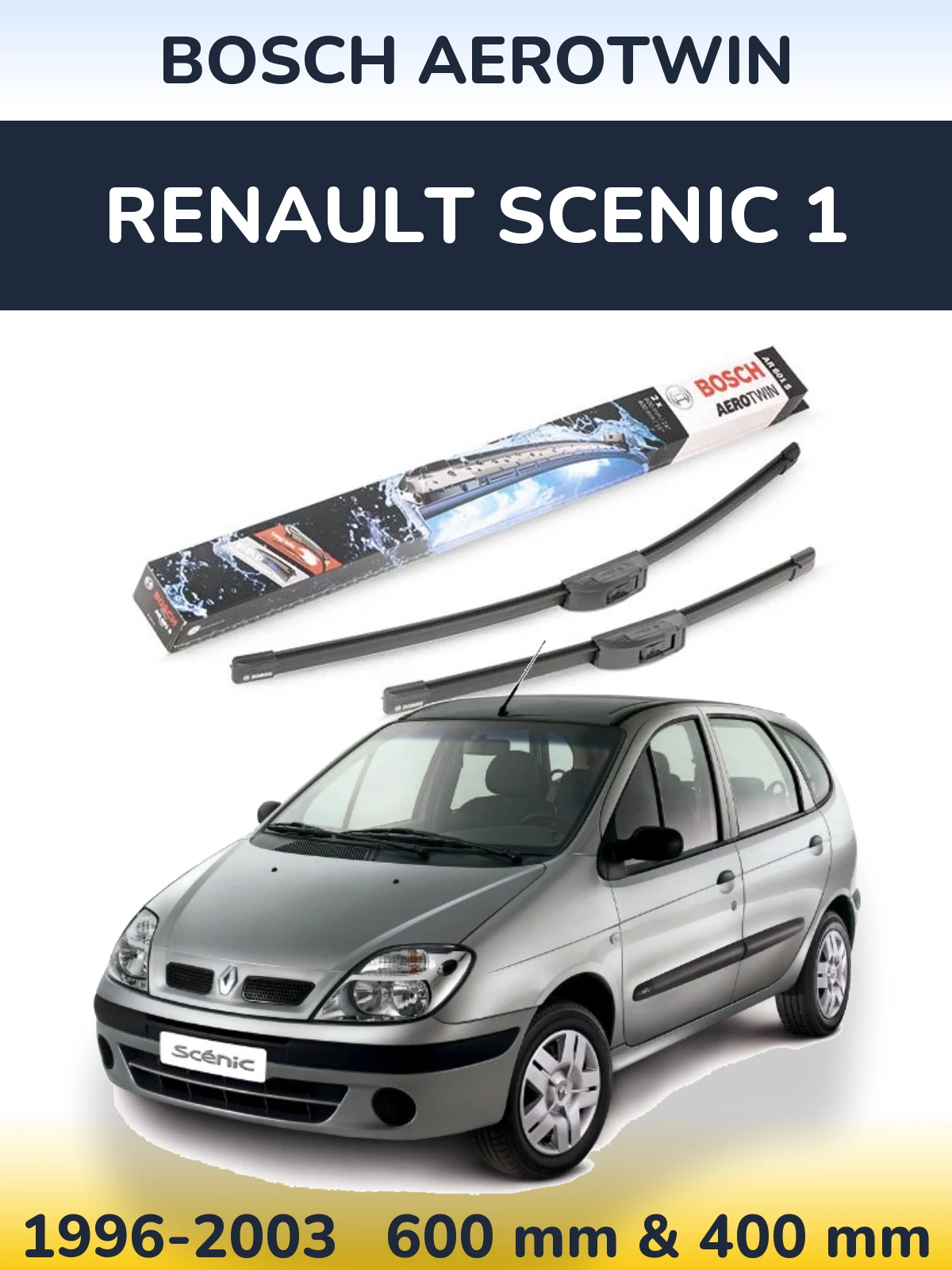 Комплект передніх щіток BOSCH AeroTwin 600 & 400 мм для Renault Scenic 1 1996-2003
