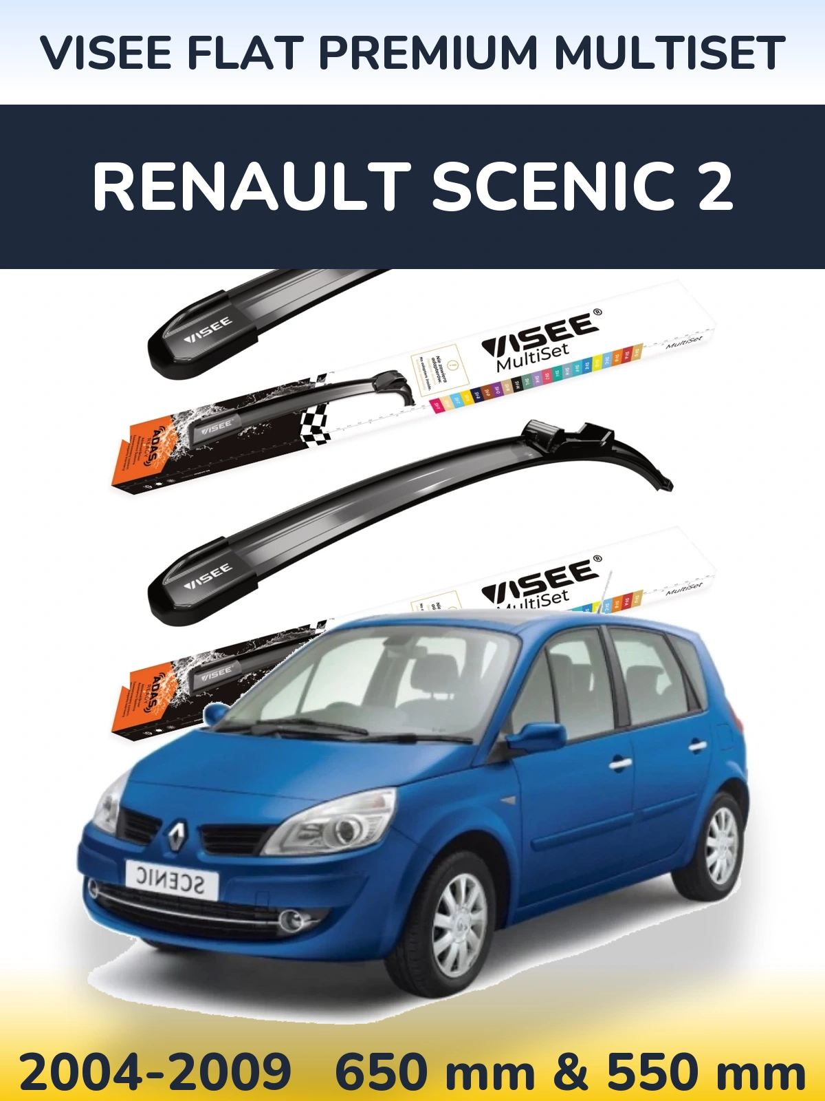Ștergătoare VISEE FLAT PREMIUM MultiSet pentru Renault Scenic 2
