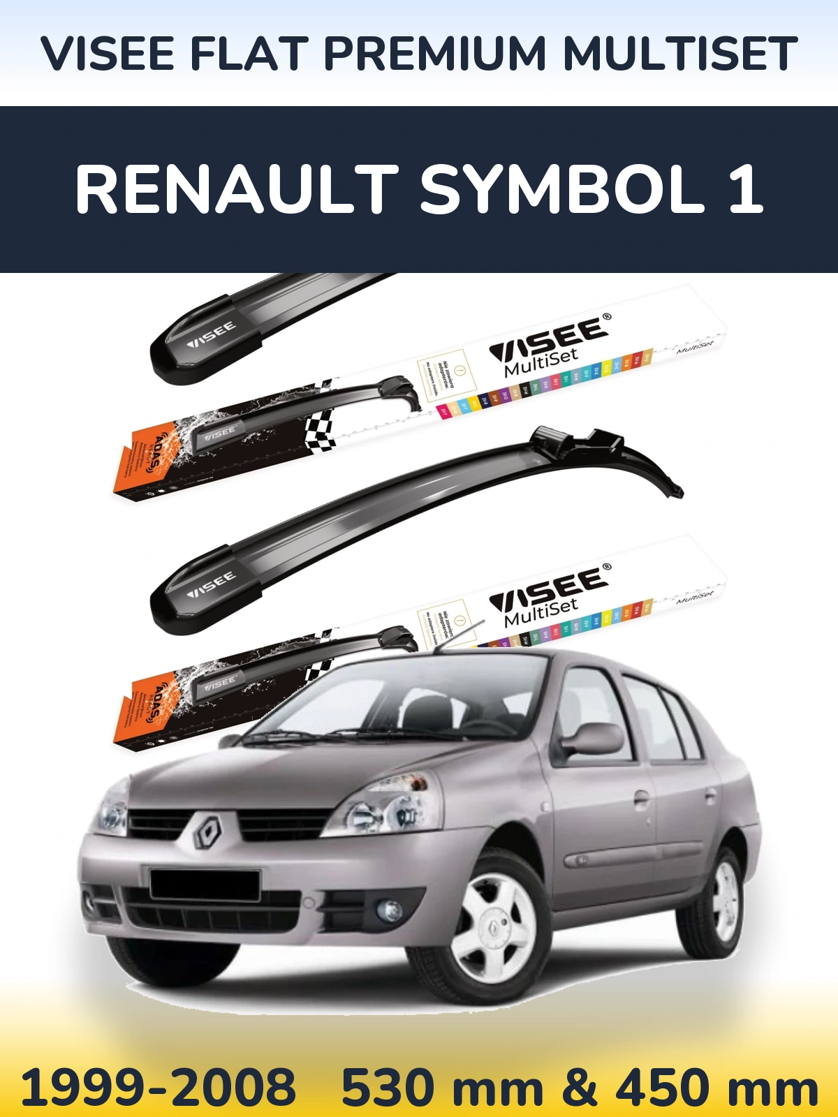 Ștergătoare VISEE FLAT PREMIUM MultiSet pentru Renault Symbol 1