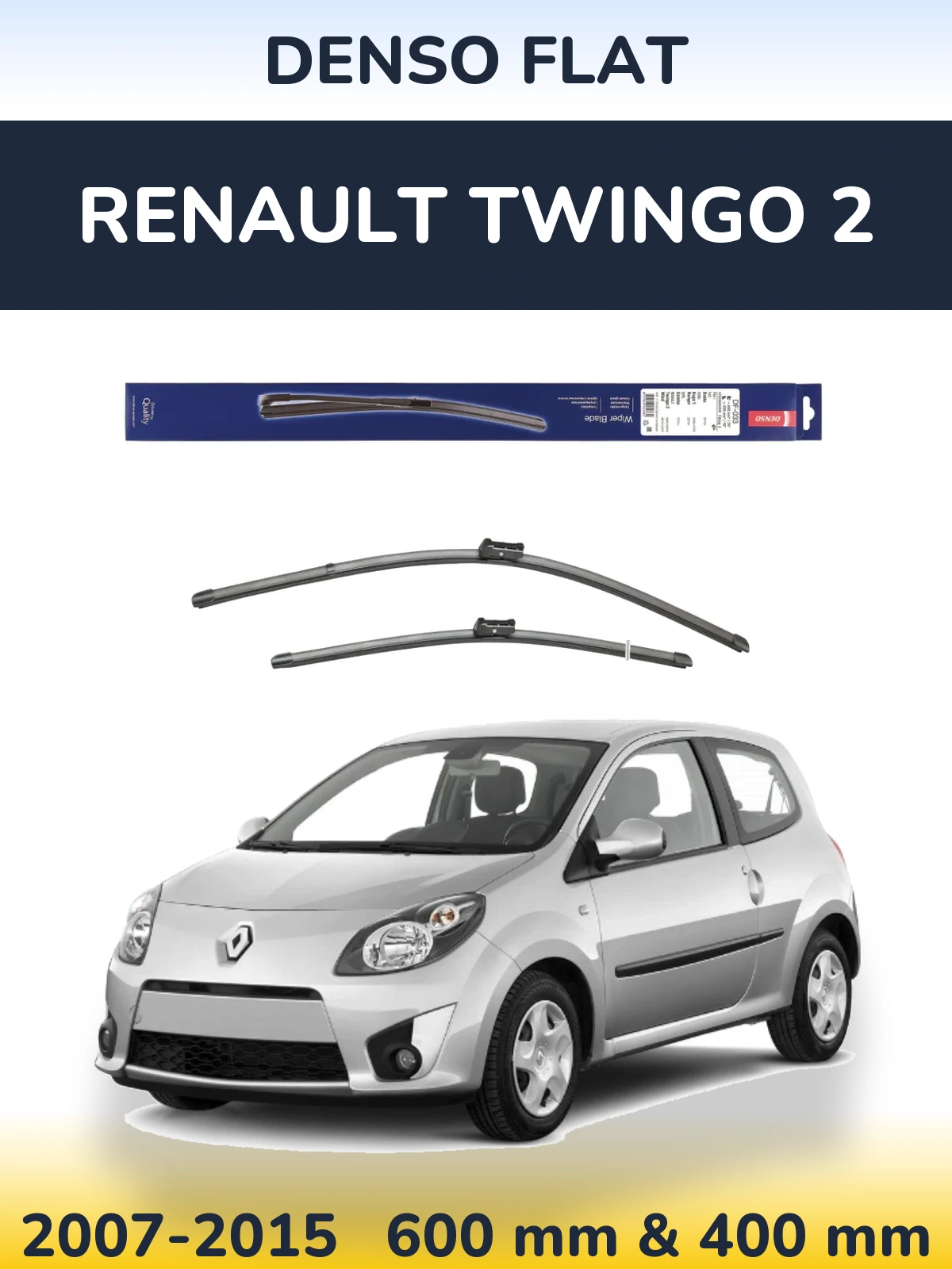 Комплект передних дворников Denso Flat 600 & 400 мм для Renault Twingo 2 2007-2015