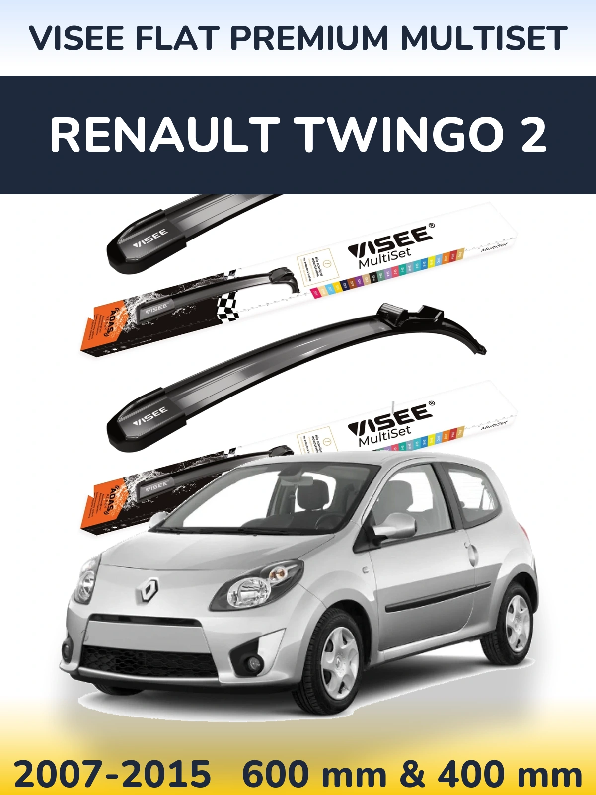 Ștergătoare VISEE FLAT PREMIUM MultiSet pentru Renault Twingo 2