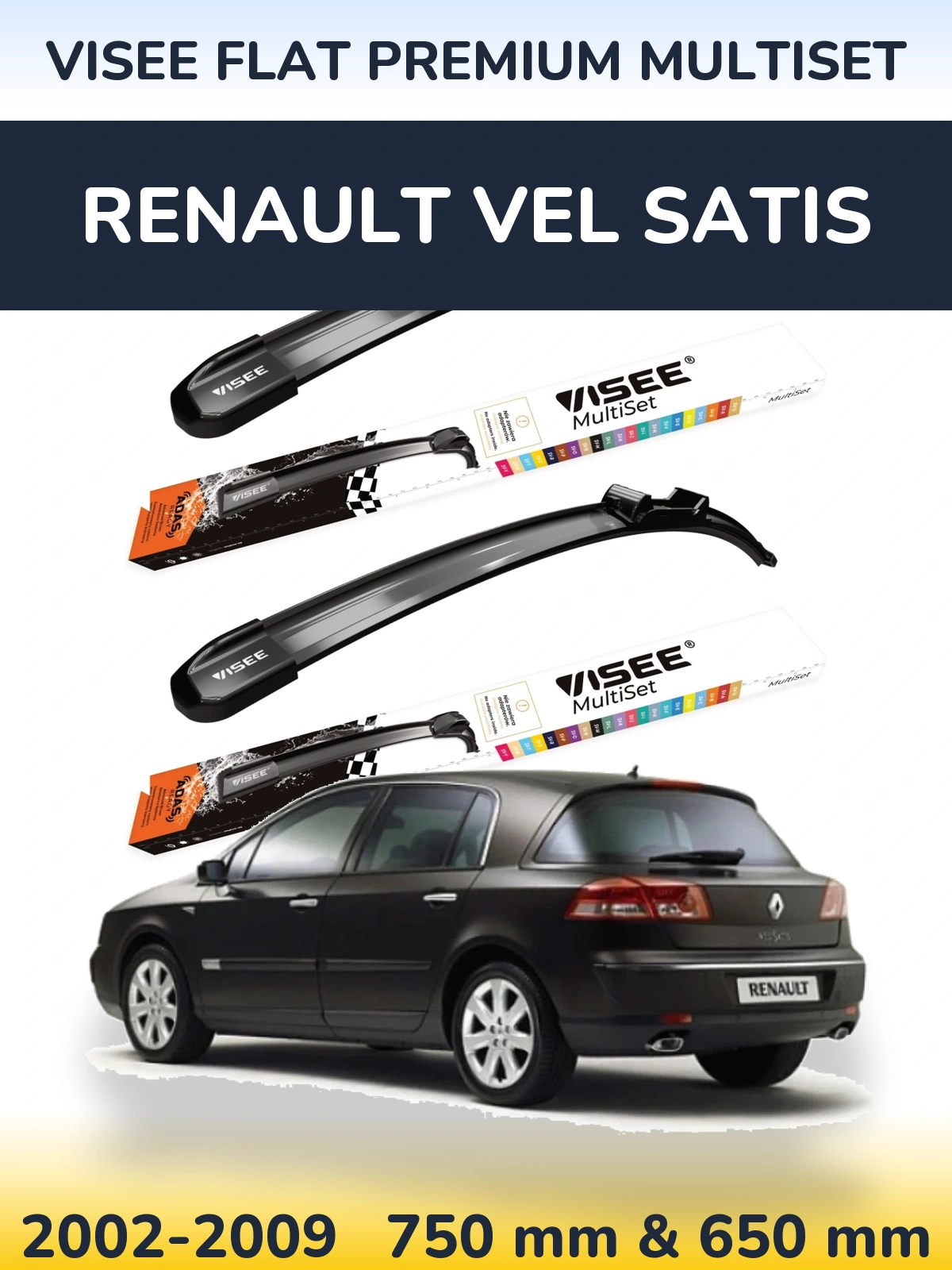 Ștergătoare VISEE FLAT PREMIUM MultiSet pentru Renault Vel Satis