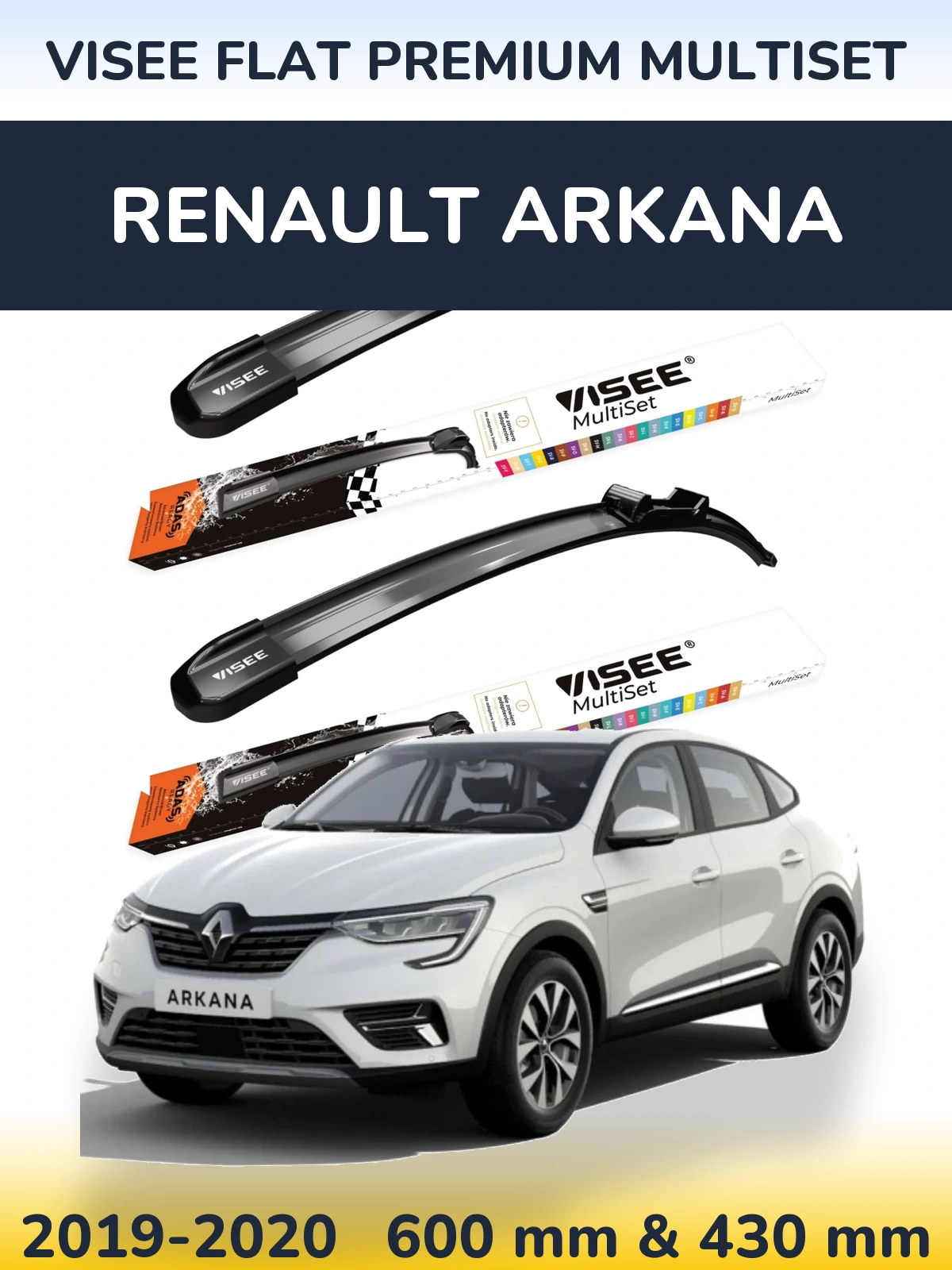 Ștergătoare VISEE FLAT PREMIUM MultiSet pentru Renault Arkana