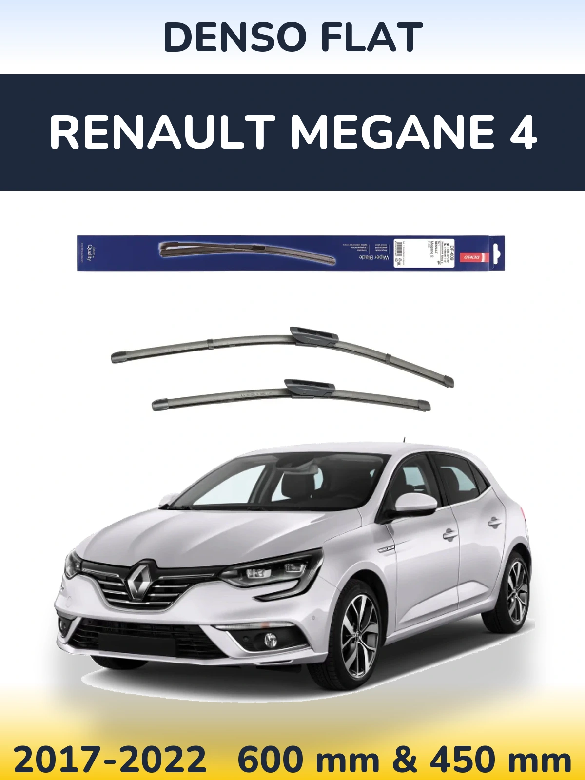 Комплект передних дворников Denso Flat 600 & 450 мм для Renault Megane 4 2017-2022