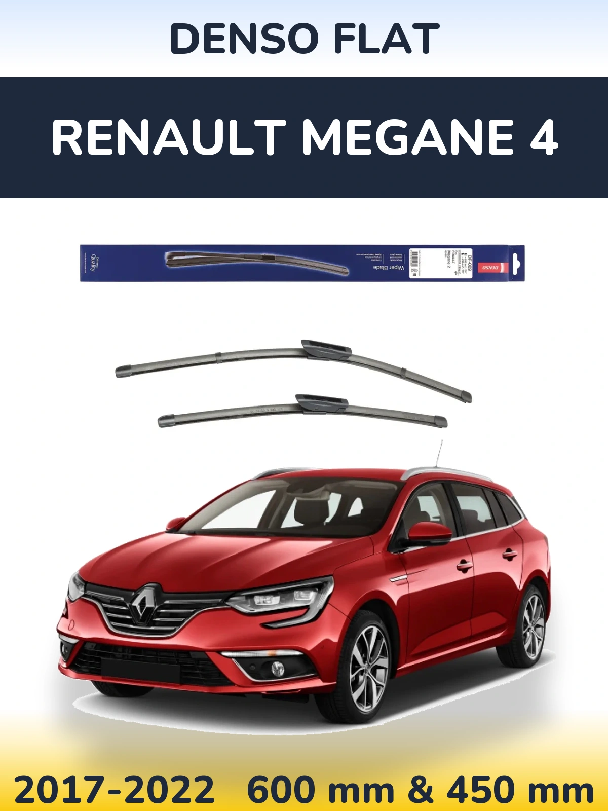 Комплект передніх щіток Denso Flat 600 & 450 мм для Renault Megane 4 2017-2022