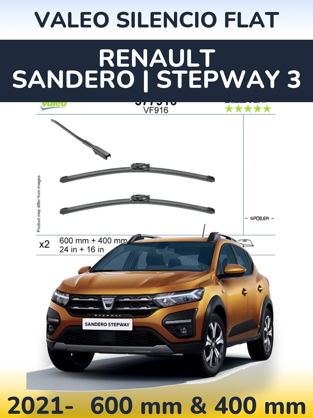 Ștergătoare Valeo Silencio Flat pentru Renault Sandero | Stepway 3