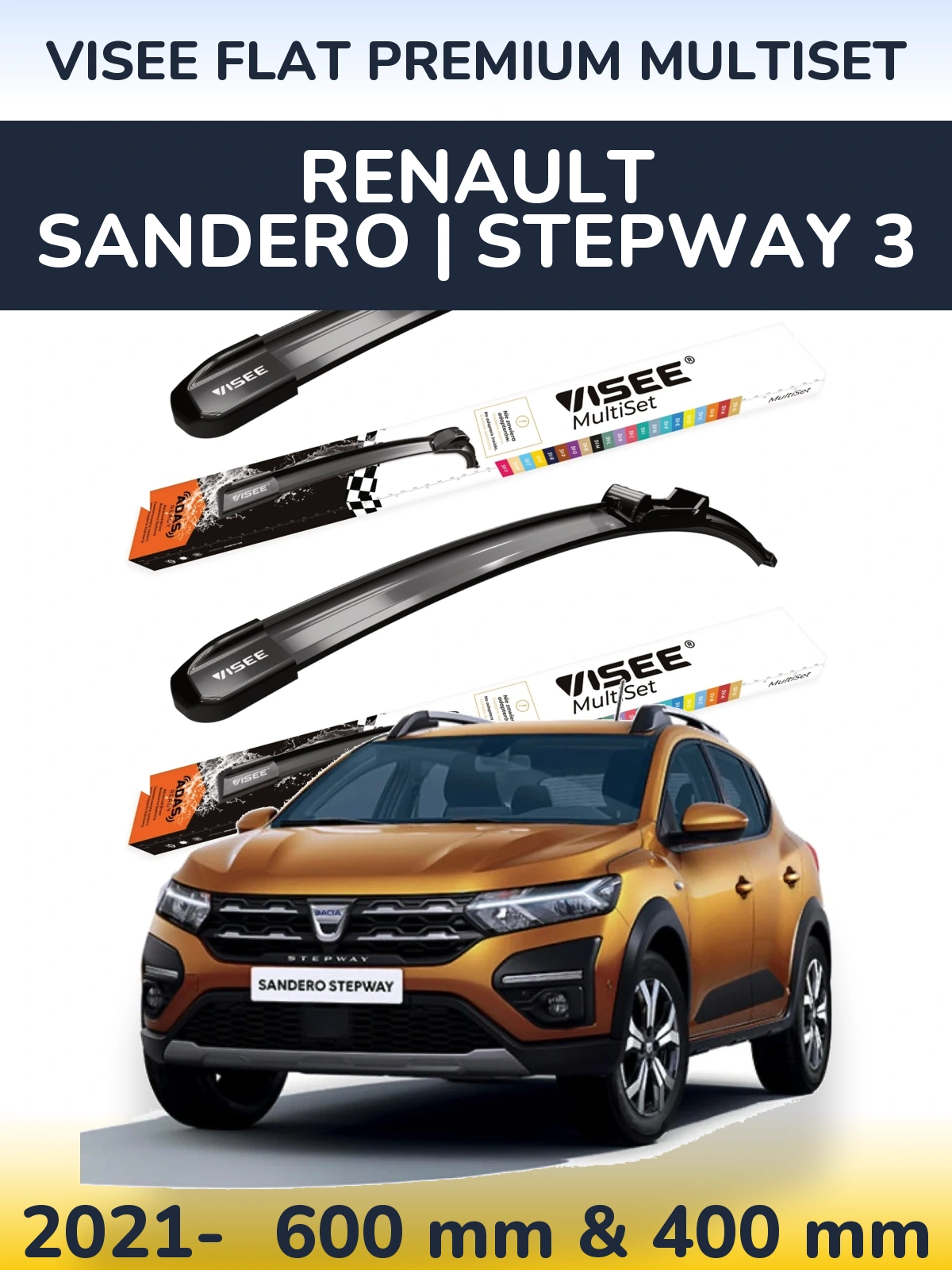 Ștergătoare VISEE FLAT PREMIUM MultiSet pentru Renault Sandero | Stepway 3
