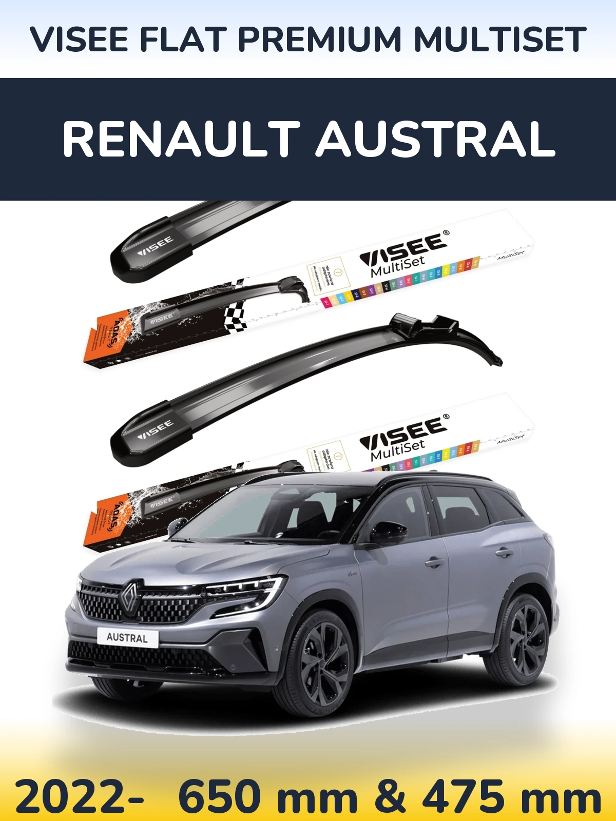 Ștergătoare VISEE FLAT PREMIUM MultiSet pentru Renault Austral