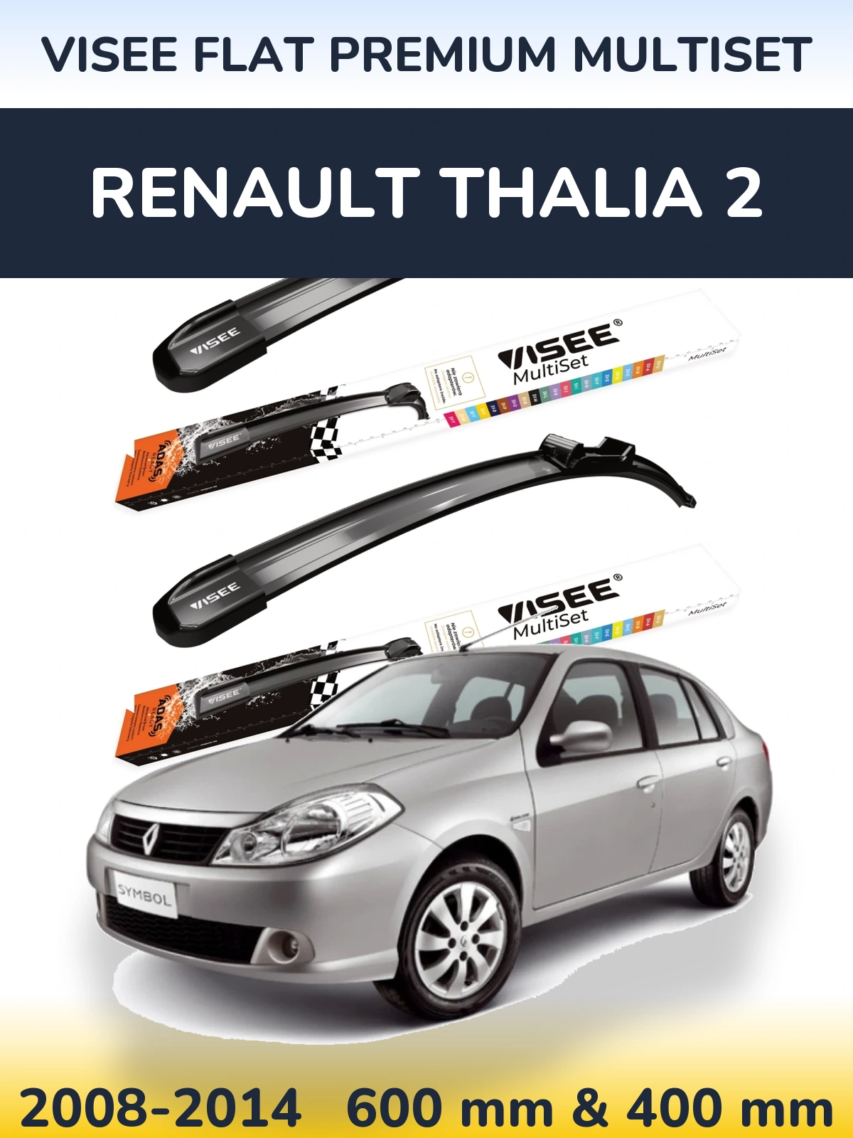 Ștergătoare VISEE FLAT PREMIUM MultiSet pentru Renault Thalia 2