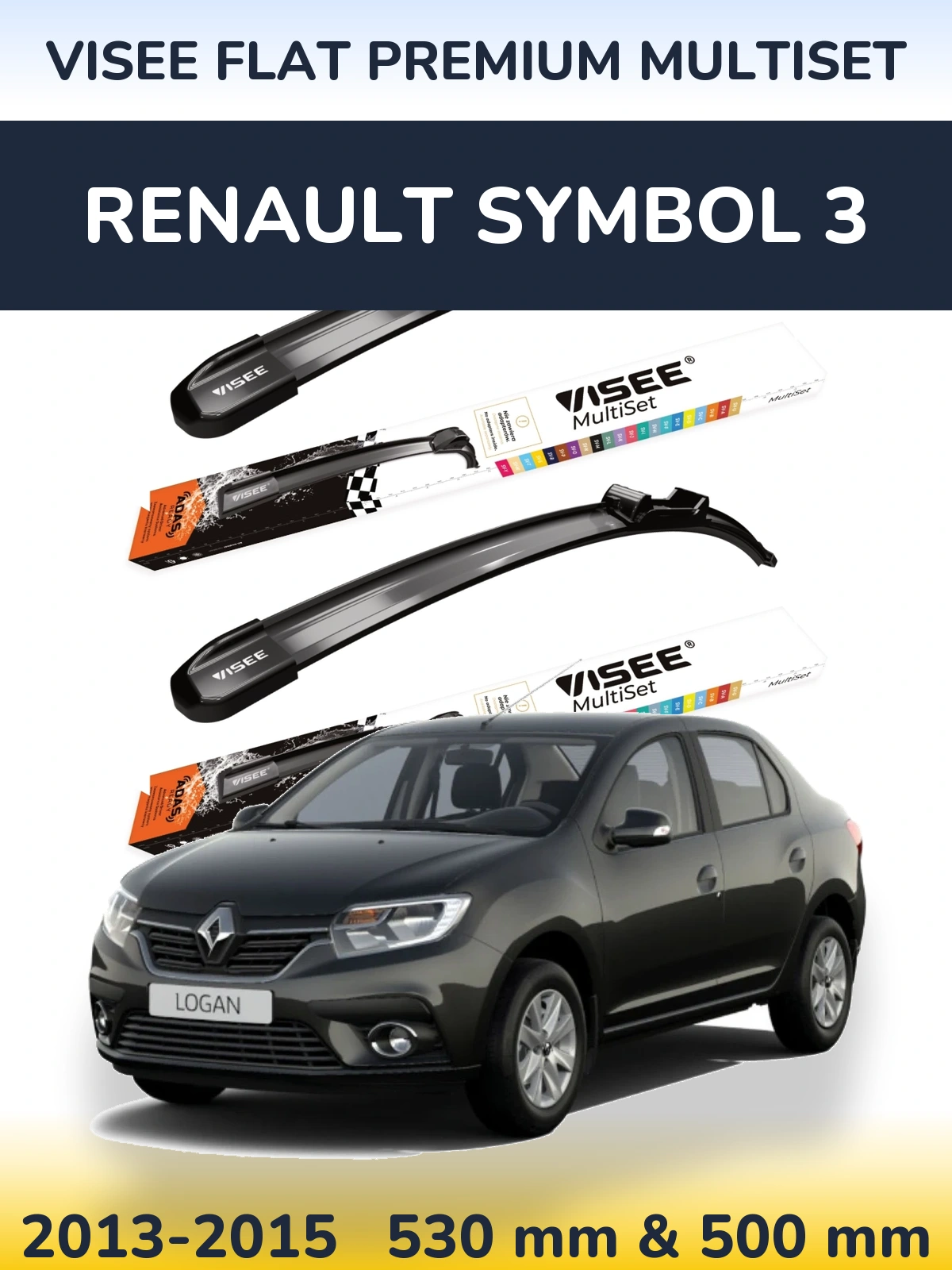Ștergătoare VISEE FLAT PREMIUM MultiSet pentru Renault Symbol 3