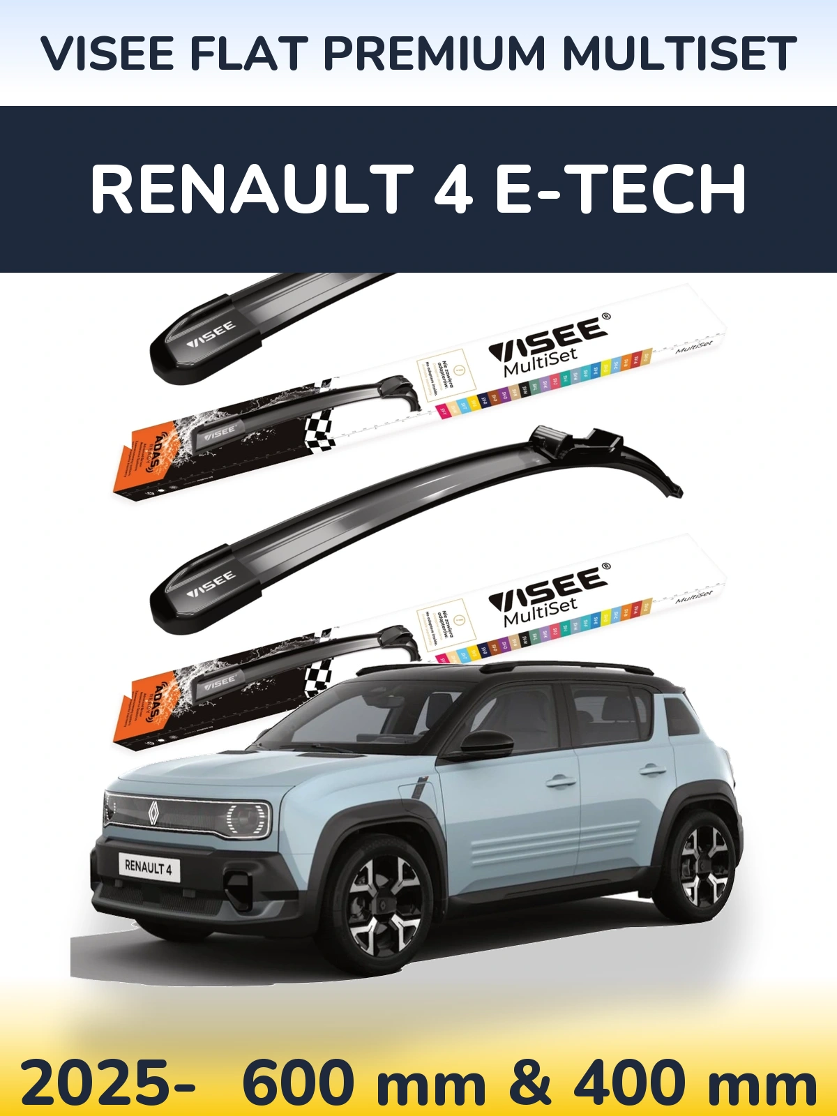 Ștergătoare VISEE FLAT PREMIUM MultiSet pentru Renault 4 E-Tech