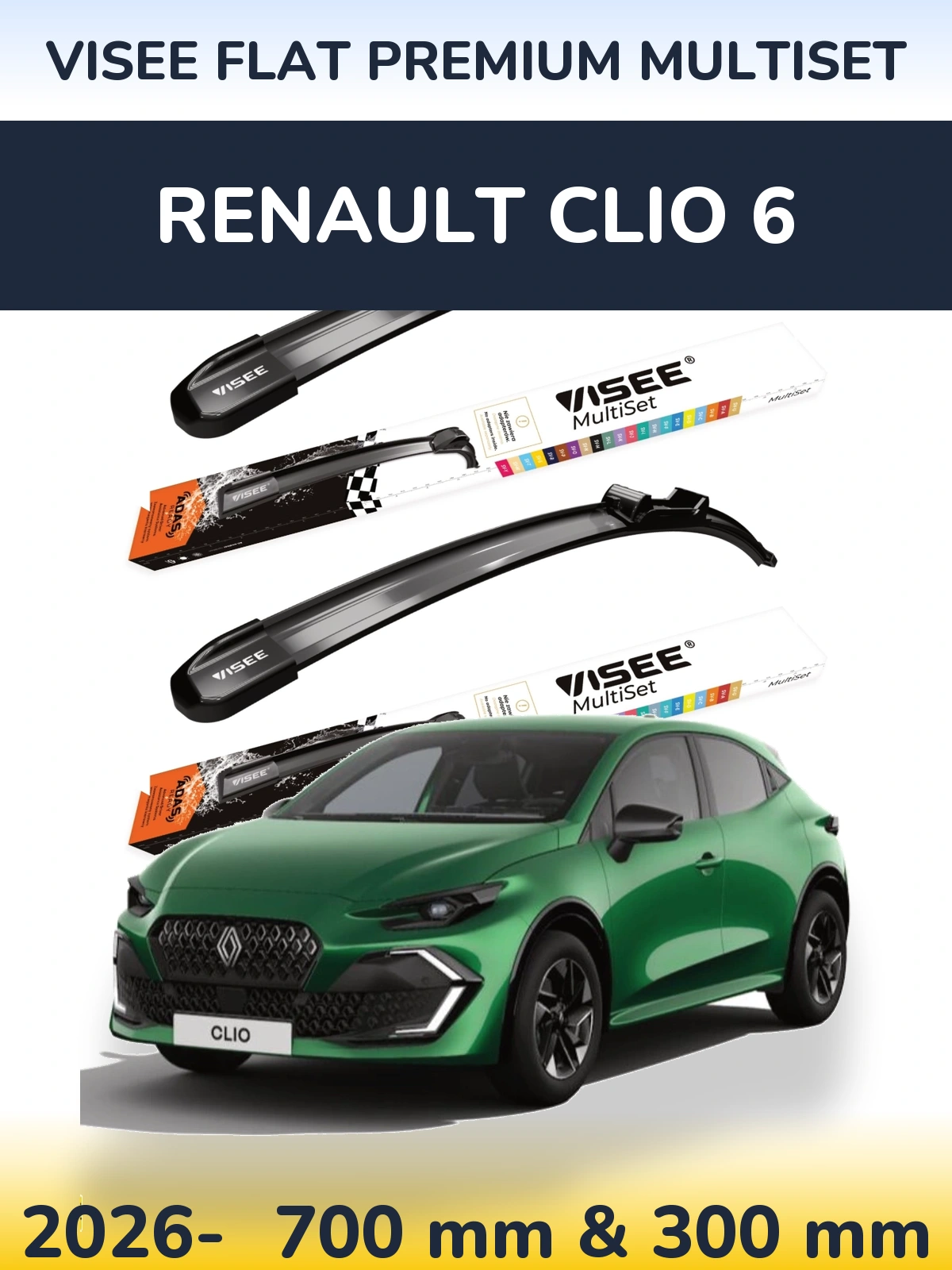Ștergătoare VISEE FLAT PREMIUM MultiSet pentru Renault Clio 6