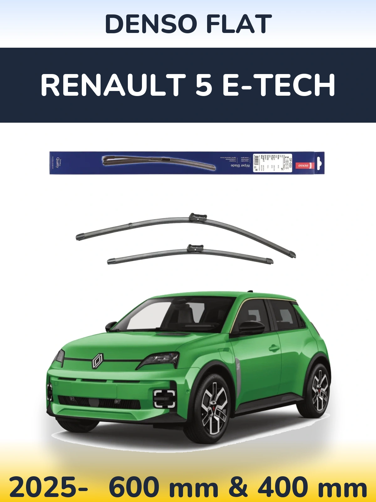 Комплект передних дворников Denso Flat 600 & 400 мм для Renault 5 E-Tech 2025-2026